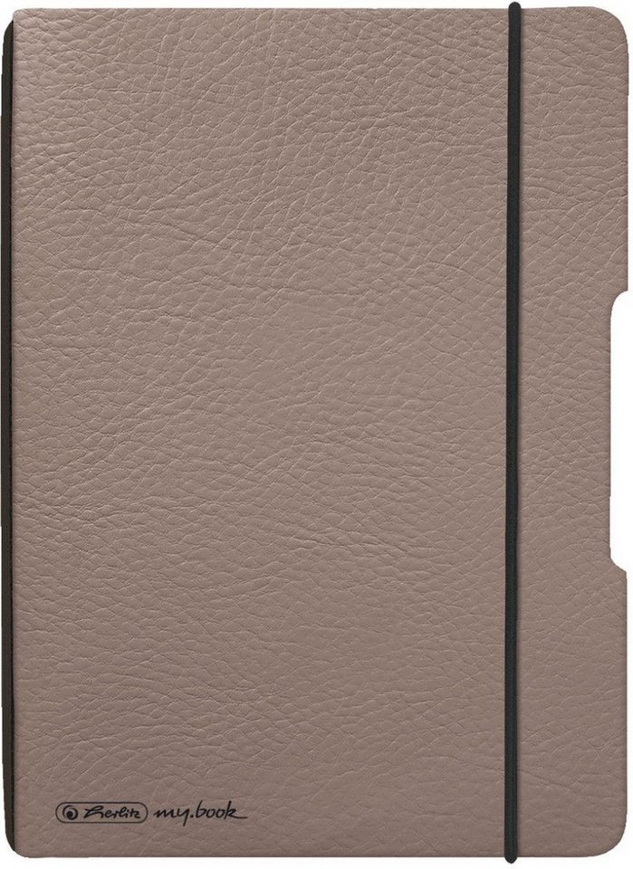 Thumbnail - Herlitz Schulheft Notizheft flex Lederoptik A6 40 Blatt punktiert taupe