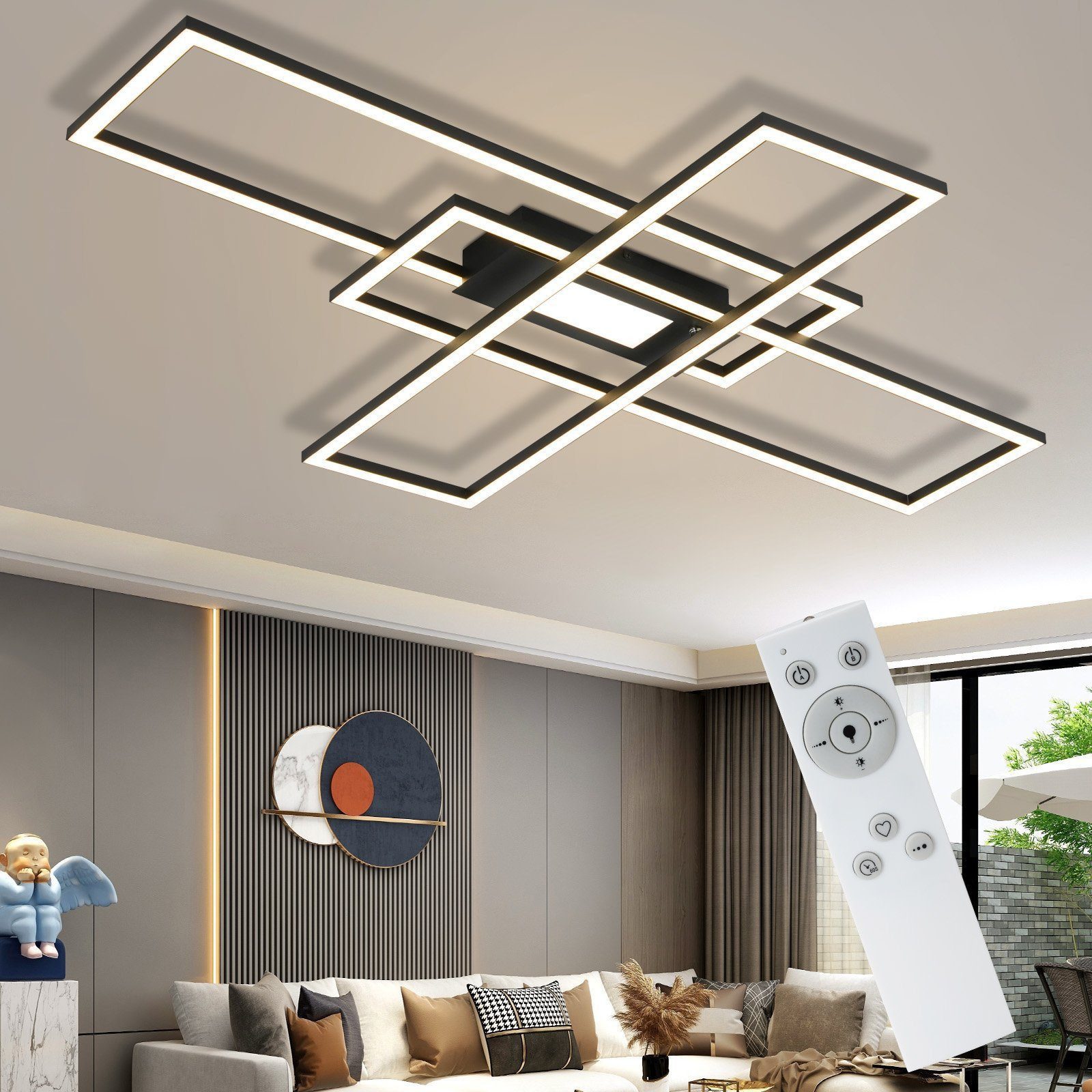 nettlife led deckenleuchte dimmbar schwarz/weiß deckenlampe modern