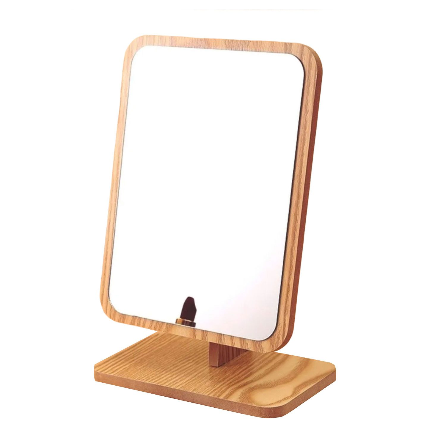 Jungengel Kosmetikspiegel Rechteckig Standspiegel Schminkspiegel 24x16cm Tischspiegel Holz (1-St), Verstellbarer Tischspiegel, Klare Spiegeloberfläche, Ideales Format
