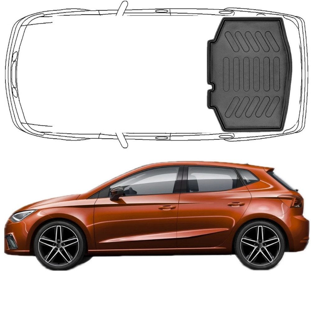 Trimak Passform-Fußmatten Oder Kofferraumwanne Oder Set für Seat Ibiza, Seat Ibiza V 2017-2022 Kofferraummatte TPE Antirutsch