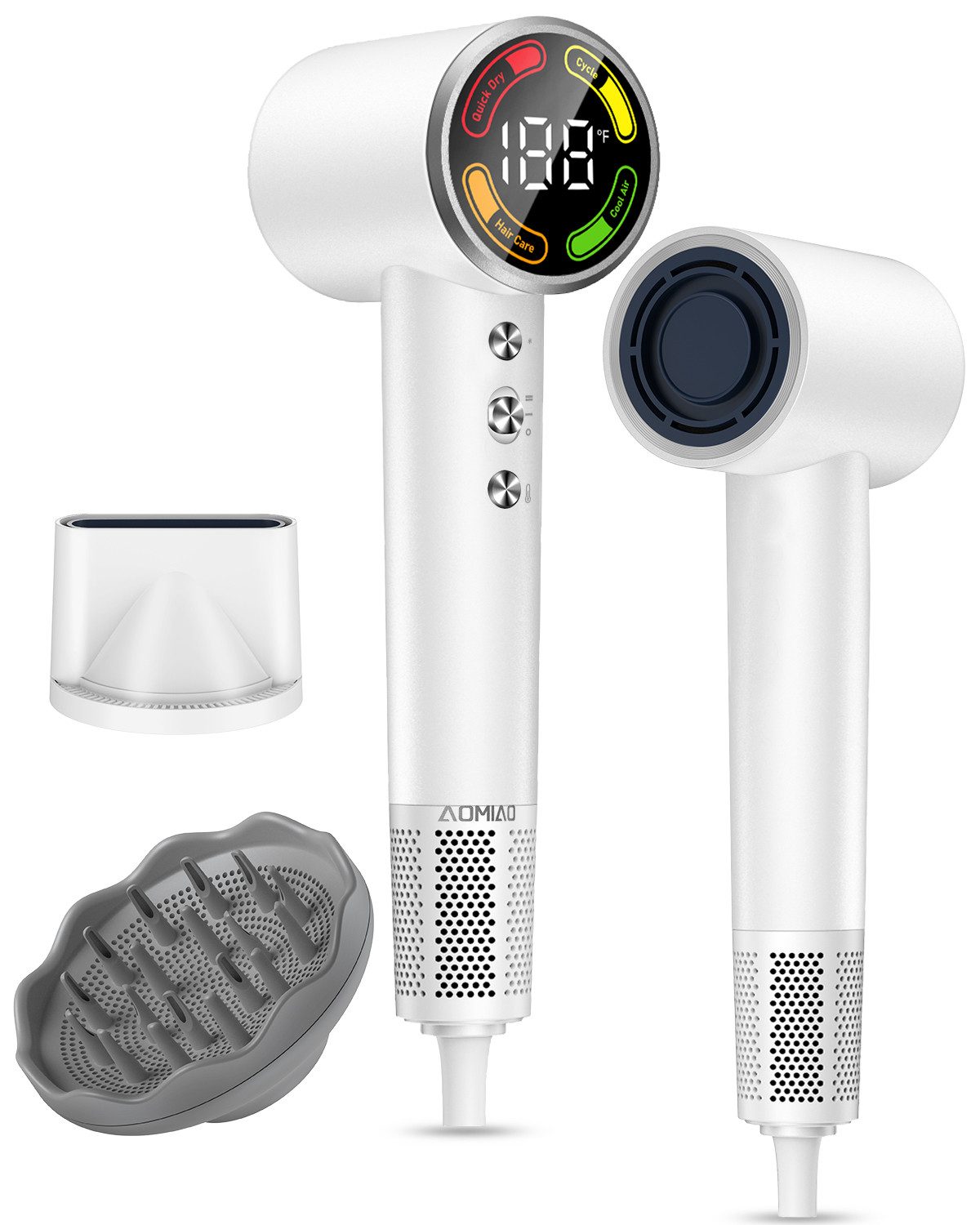 AOMIAO Haartrockner Ionen-Technologie, Föhn mit Diffusor und Konzentrator Düse, 1600 W, Ionenpflege Anti-Frizz, leise & schnelle Trocknung, reisefreundlich