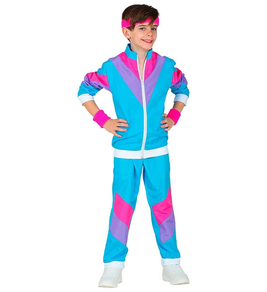 Kostüm Trainingsanzug 80er Kinder hellblau