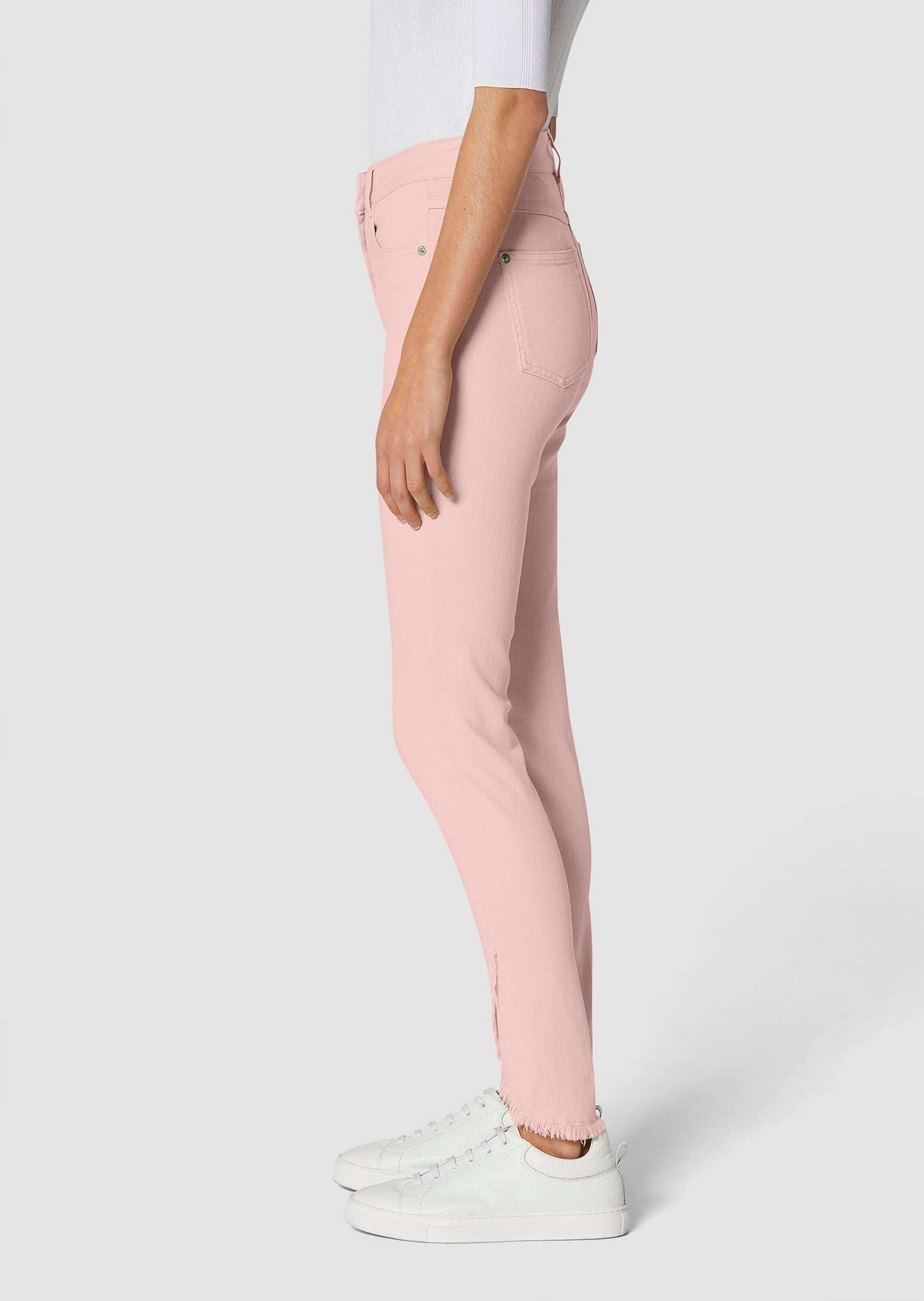 MADELEINE Gerade Jeans Verkürzte 5-Pocket-Hose mit Fransen Modisch verkürzte Hose mit abgeschrägtem Fransensaum, Cotton-Stretch