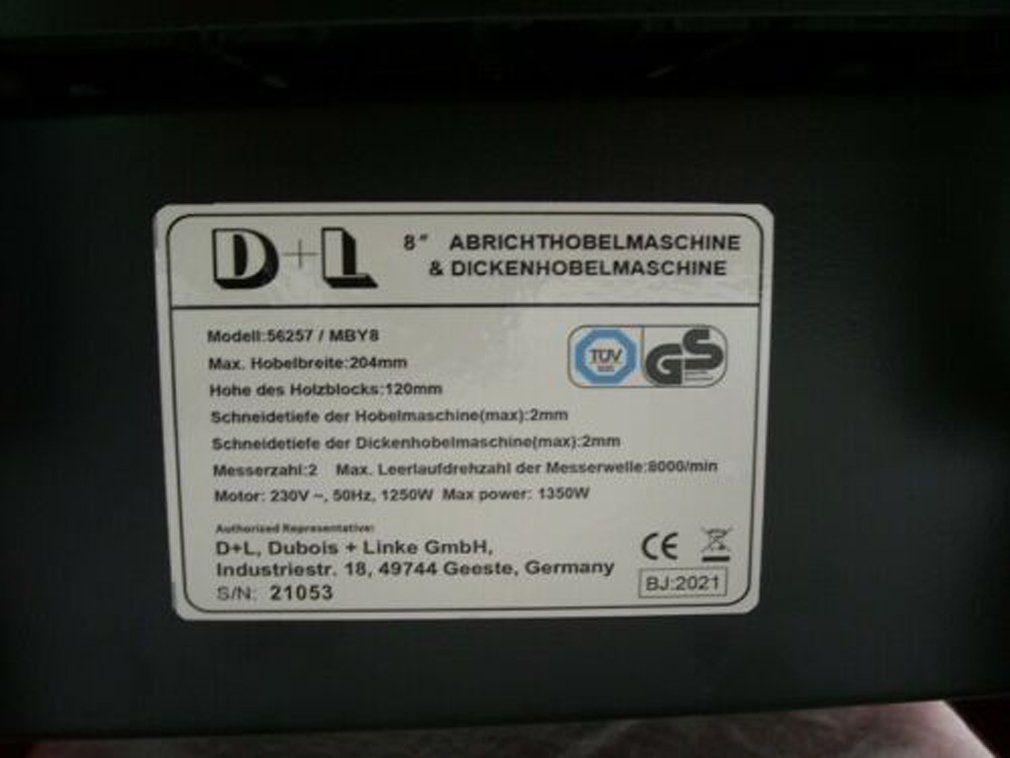 Apex Abricht- und Dickenhobelmaschine + Dickenhobelmaschine 1350W Abrichthobel 204mm 56257 Abricht- 1 in 2