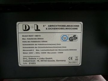Apex Abricht- und Dickenhobelmaschine 2 in 1 Abricht- + Dickenhobelmaschine 204mm Abrichthobel 1350W 56257