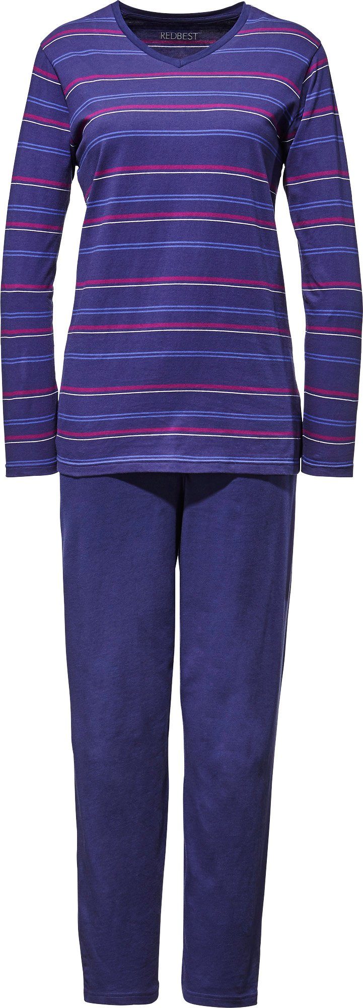 REDBEST Pyjama Damen-Schlafanzug Single-Jersey Streifen