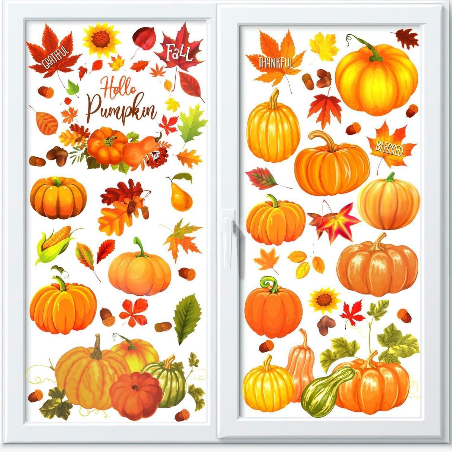 LuxusKollektion Fensterbild Fensterbilder Herbst Kürbis Aufkleber 90 Stück