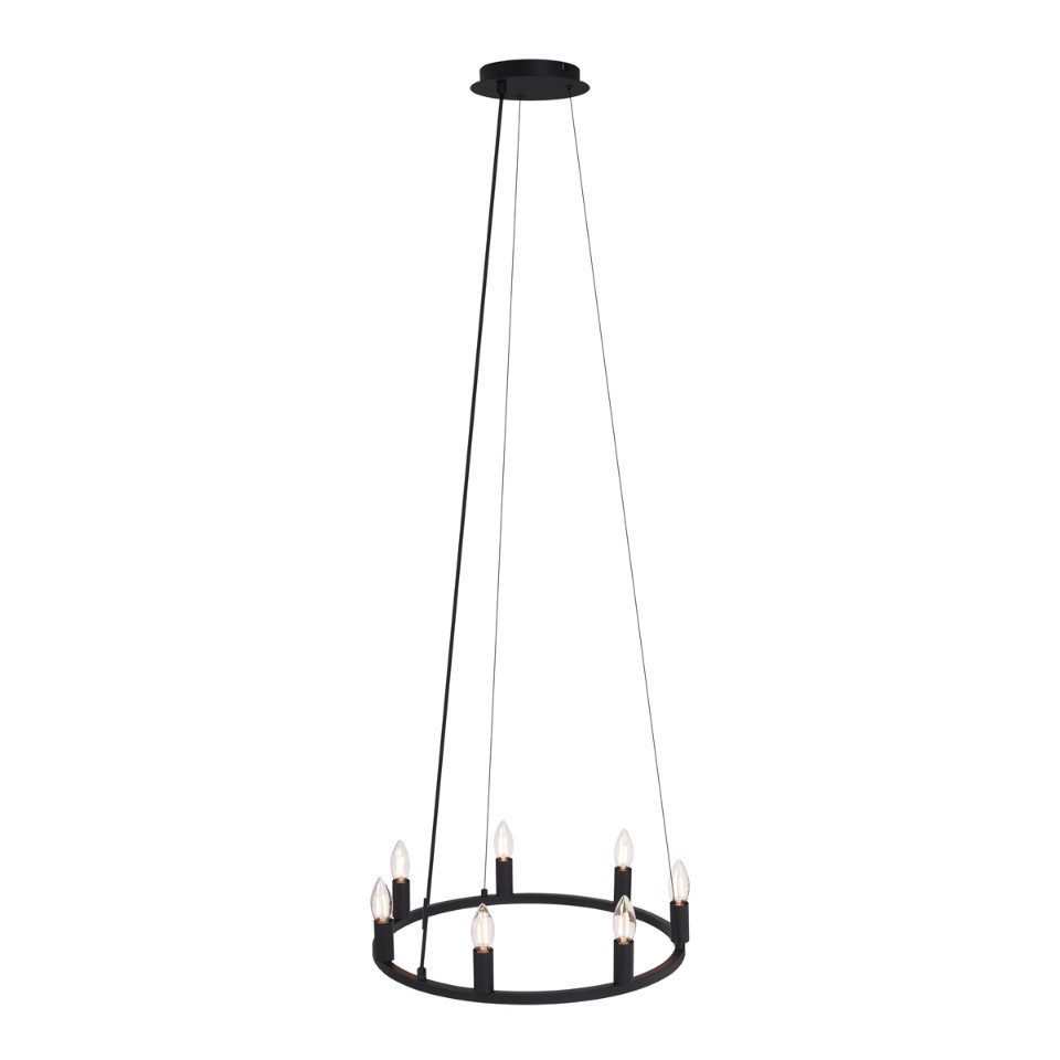 Qazqa Pendelleuchte Knight, ohne Leuchtmittel, E14, Schwarz, Industrie, Stahl, 7-flammig