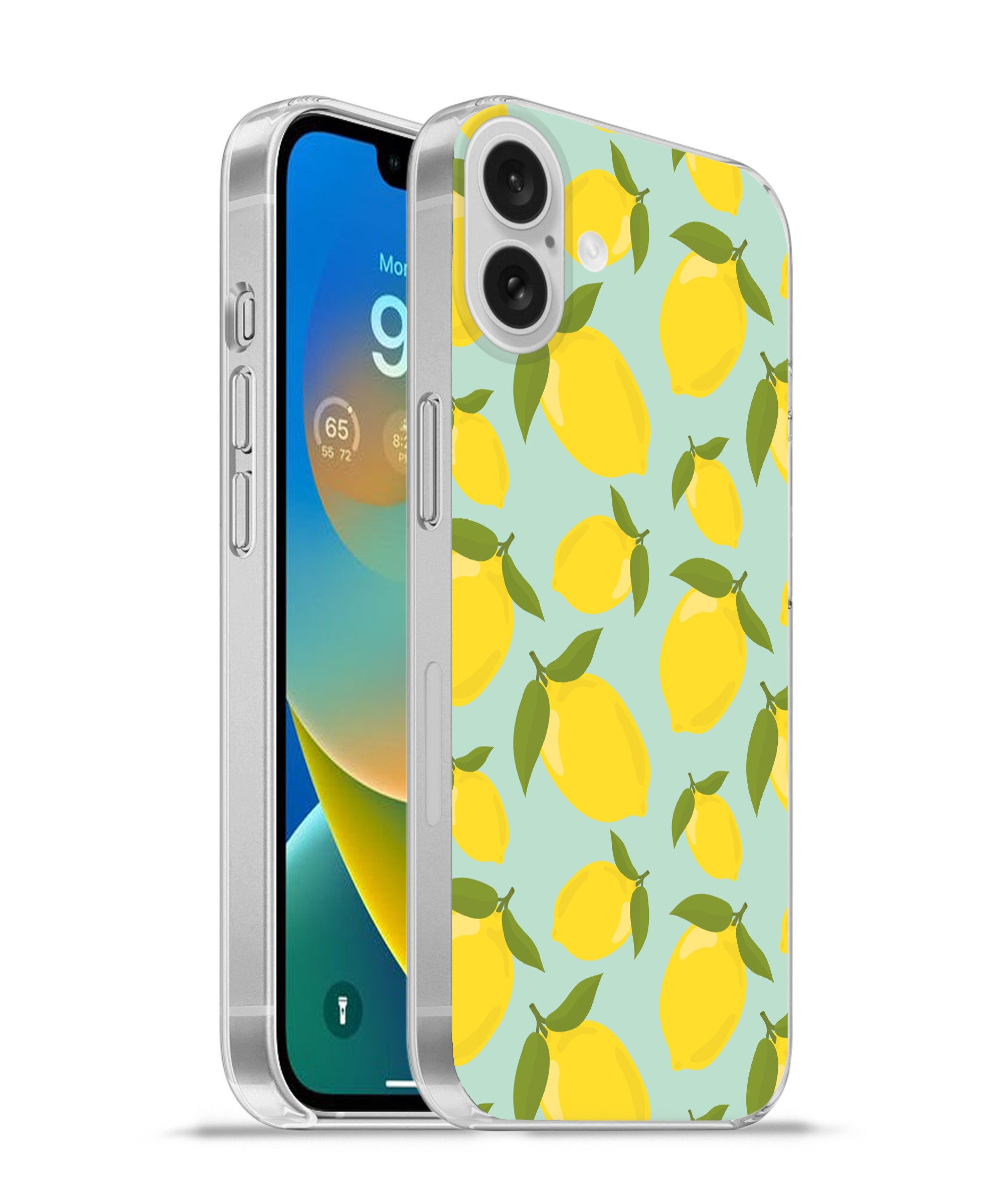 MuchoWow Handyhülle für Apple iPhone 16 Plus Muster Zitronen - Gelb - Blau - Muster - Früc, Smartphone-Bumper, Print, Handy Schutzhülle Dünn