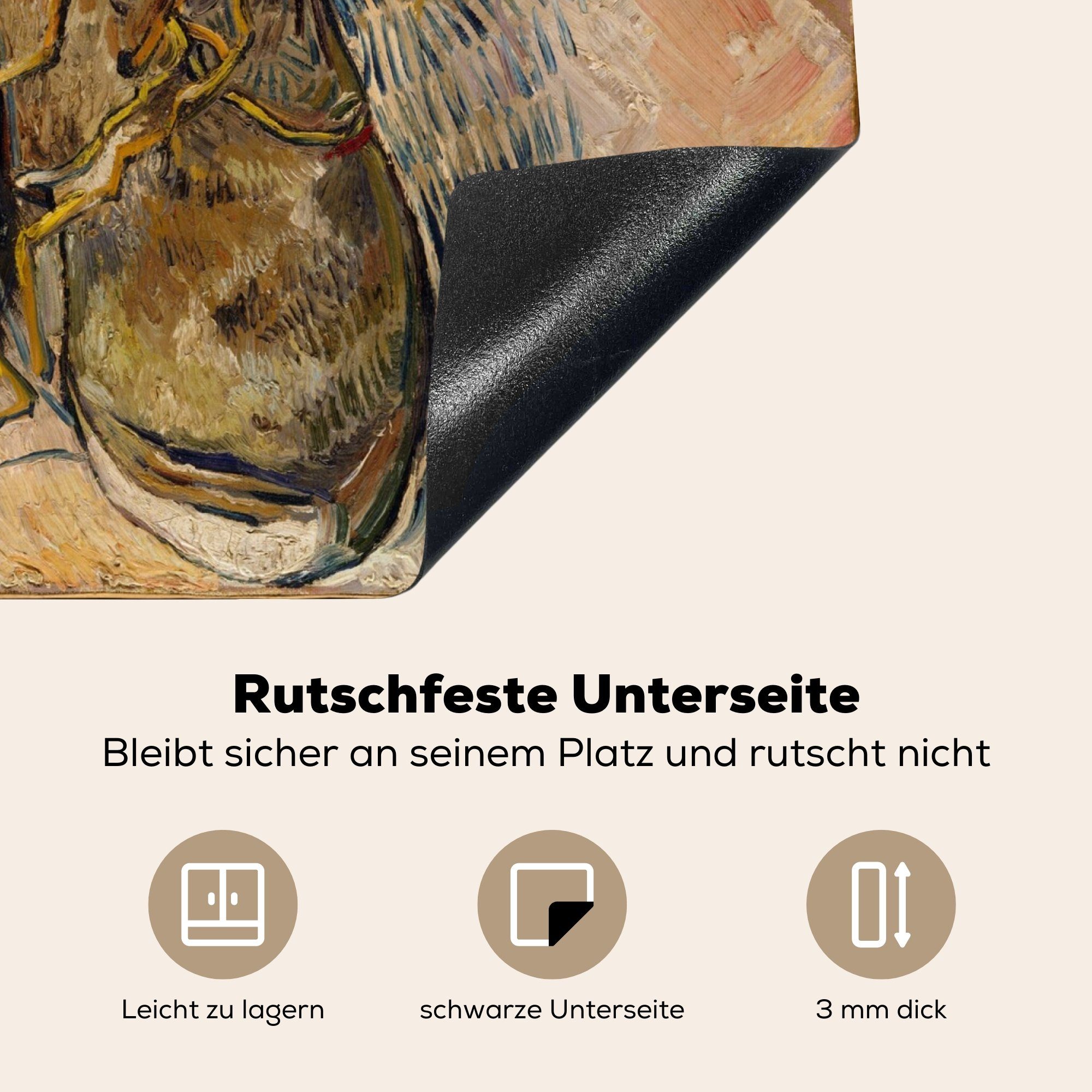 nutzbar, tlg), (1 Mobile cm, Vinyl, Herdblende-/Abdeckplatte Ceranfeldabdeckung Arbeitsfläche MuchoWow Vincent Gogh, van Schuhe - 60x52