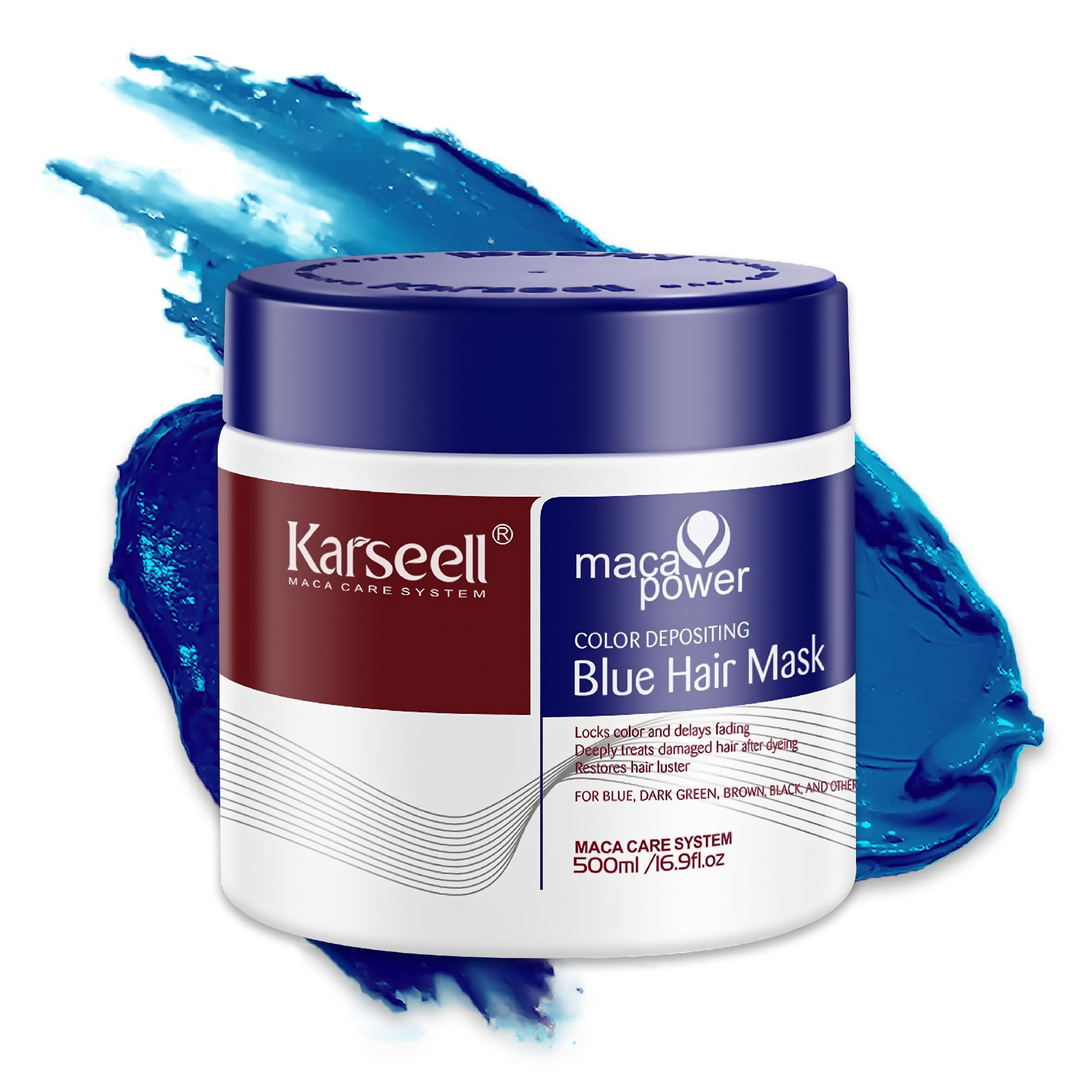 Karseell Haarmaske Blaue Haarmaske Haarpflege Farbauffrischung Coloriertes Haar, 1-tlg., Haarmaske, Haarpflege, Karseell, Blau