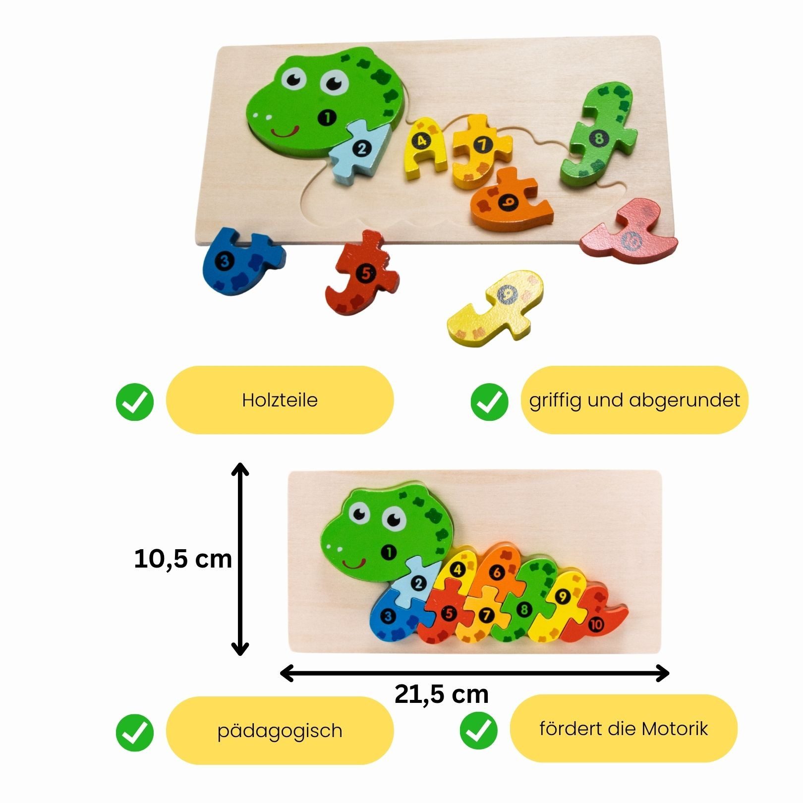 GICO Steckpuzzle Holzpuzzle Raupe mit Zahlen von 1 bis 10- 3912, Puzzleteil günstig online kaufen