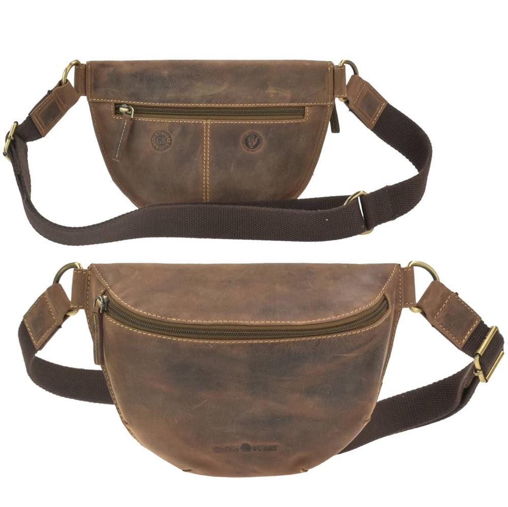 Bauchtasche "Vintage" Crossbag Crossbody Bag Leder 26x17cm antik braun