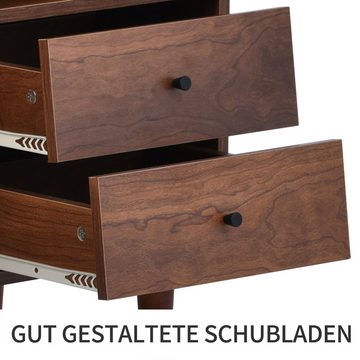PHOEBE CAT Sideboard (Kommode mit 2 Türen und 2 Schubkästen), Rattan Schubladenkommode Holz, beweglichem Laminat, Breite 130 cm
