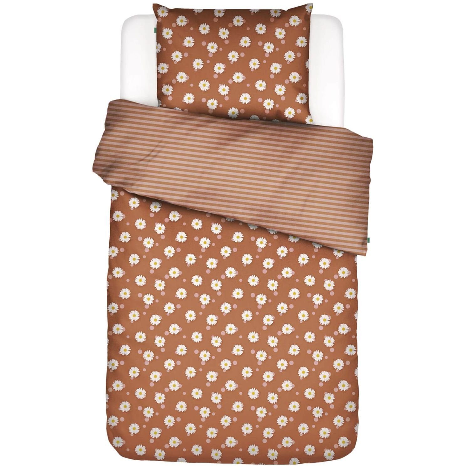 Essenza Bettwäsche Oopsie Daisy Hazel Bio, Perkal, 2 teilig, Blumen-Muster, Gepunktet, Gestreift