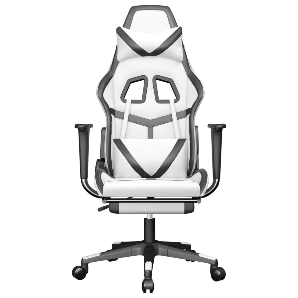 Weiß Kunstleder Fußstütze & St) & Massage mit (1 furnicato Schwarz Gaming-Stuhl