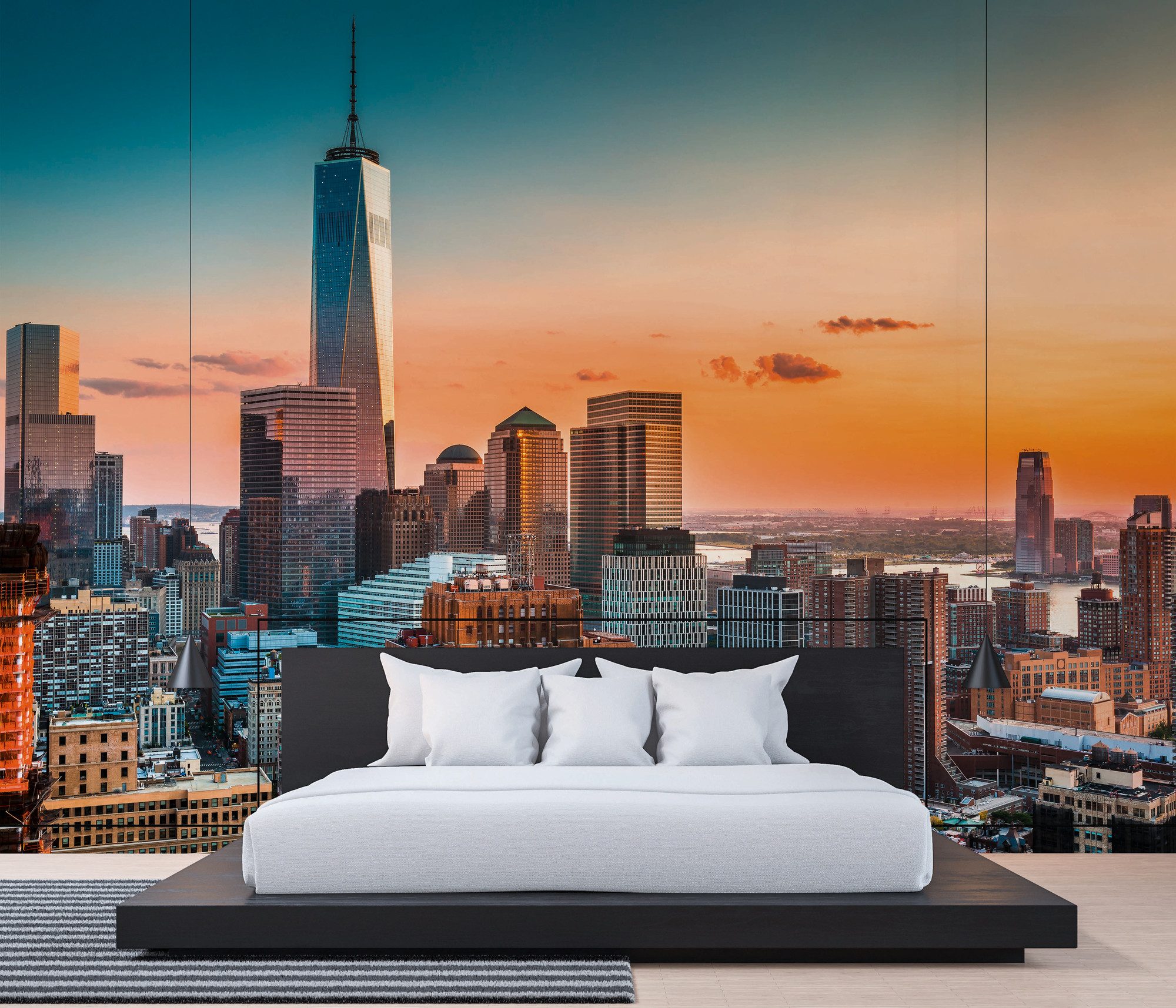 A.S. Création Vliestapete Fototapete New York Skyline Sonnenuntergang Stadt, strukturiert, matt, (1 St)