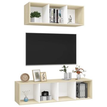 möbelando TV-Board Bahrenborstel (B/H/T: 142x37x37 cm), in Weiß und Sonoma-Eiche