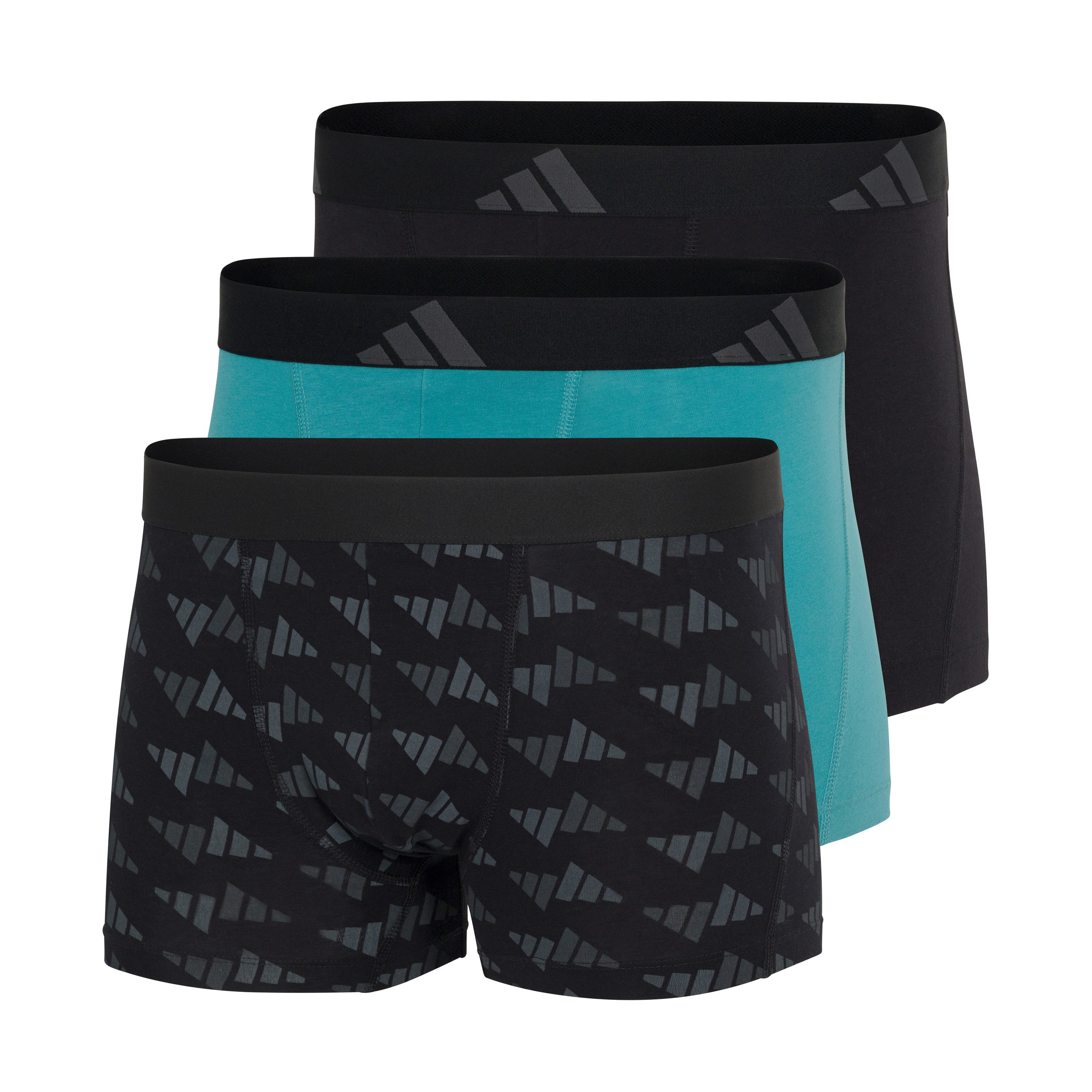 adidas Sportswear Trunk Active Flex Cotton (3er Pack) elastischer Logo-Bund, ohne Eingriff, Single Jersey-Qualität