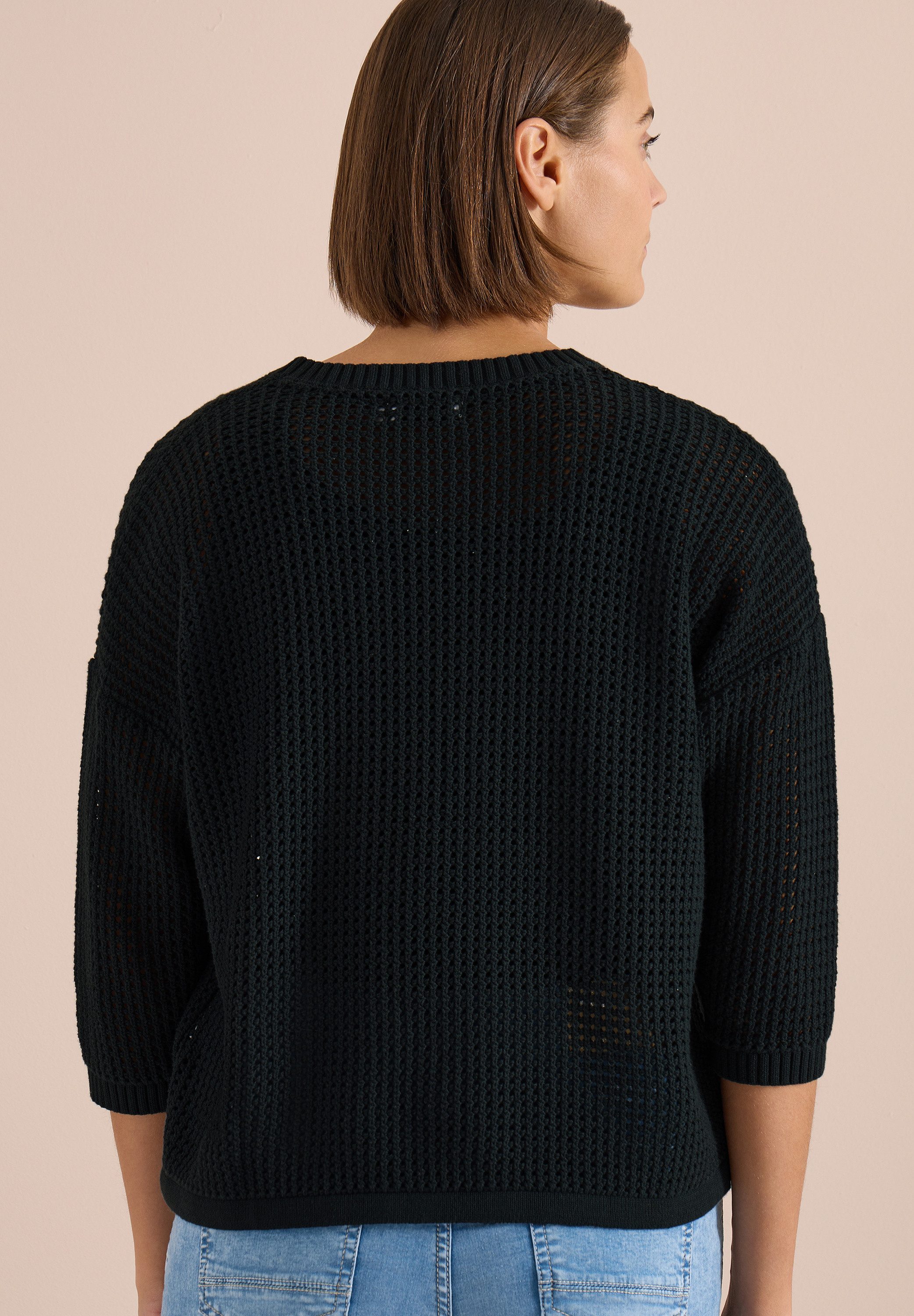 CECIL Strickpullover im Crochet-Look/moderner Sommerstrick