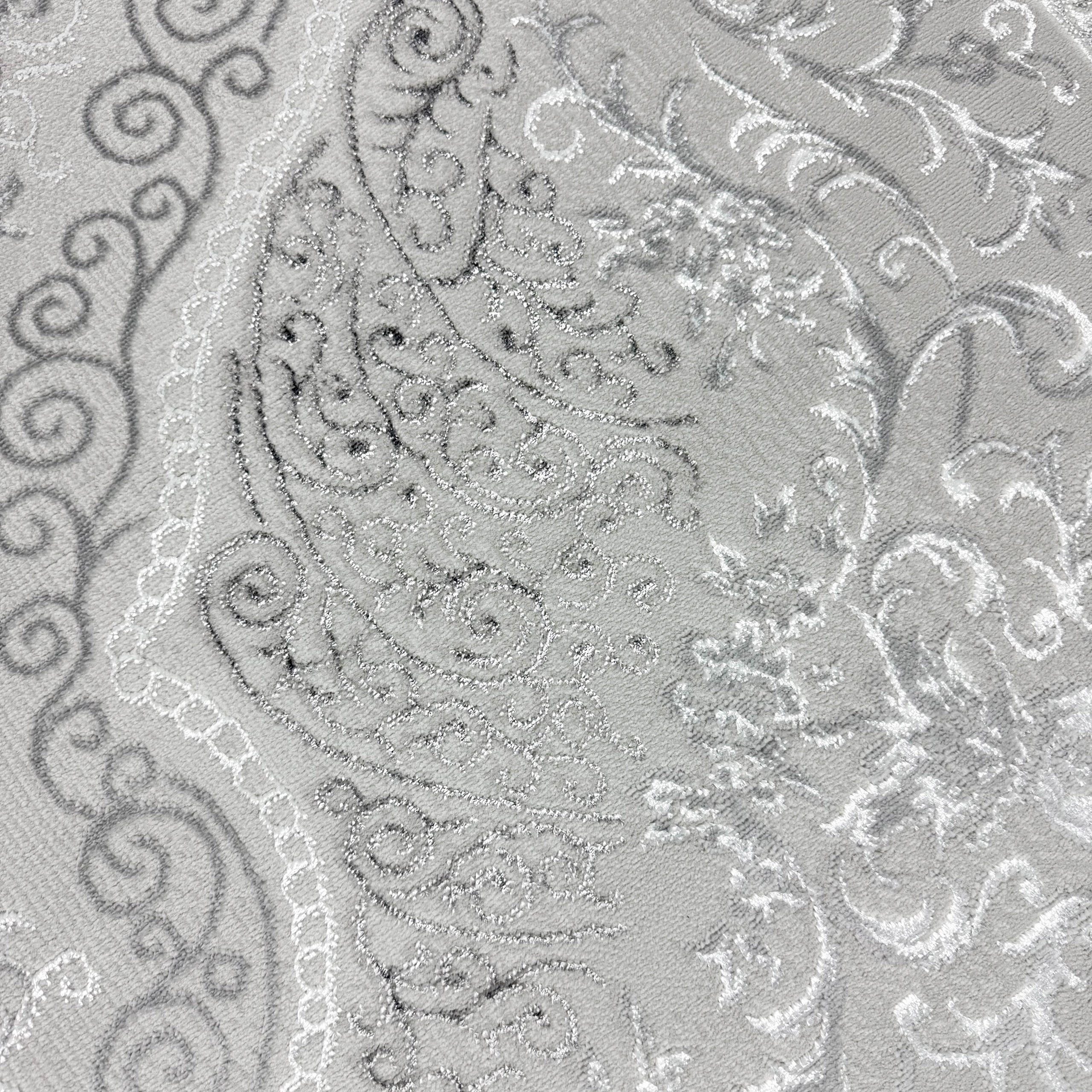 Carpetia Teppich Orientteppich mit Verzierungen glänzend silber grau-beige, günstig online kaufen