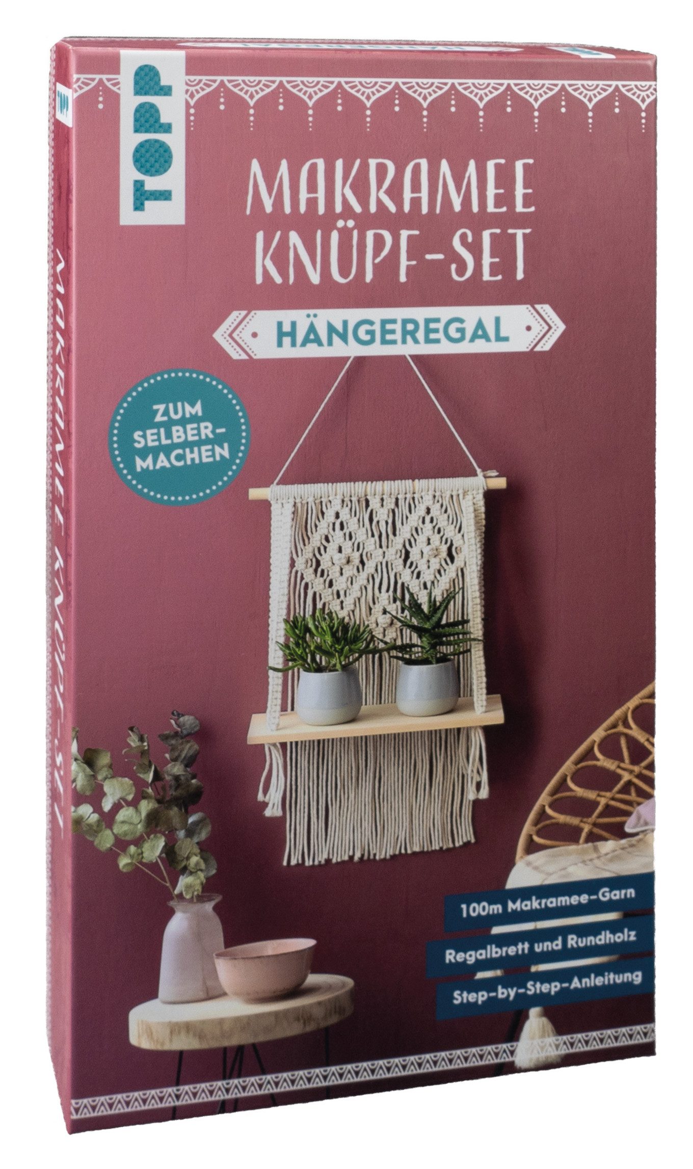 Topp Kreativset Makramee Knüpf-Set Hängeregal, (5-tlg), 5 Teile