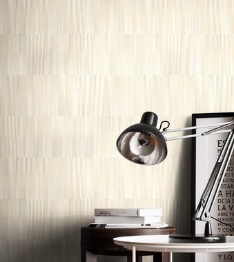 Newroom Vliestapete, Beige Tapete Modern Muster - Mustertapete Retro Creme Weiß Geometrisch Grafisch Linien Verlauf für Wohnzimmer Schlafzimmer Küche