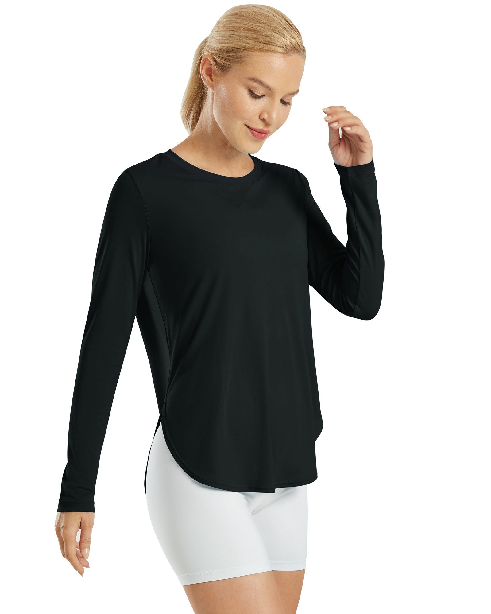 G4Free Langarmshirt Damen Langarmshirt UPF 50+ Atmungsaktiv Trainingsshirt UPF 50+ UV-Schutz,Schnelltrocknend,Atmungsaktiv, Hohe Seitenschlitze
