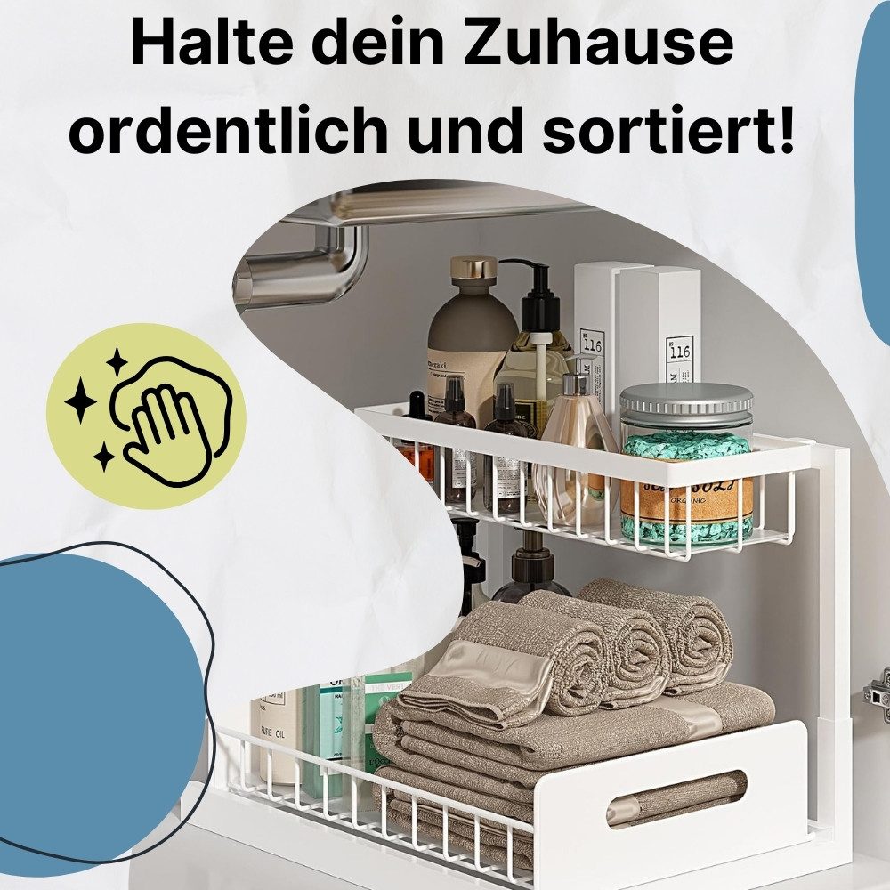 GarPet Küchenregal Spülschrank Organizer schmal Küche Metall Gewürzregal Badezimmer weiß – Bild 5 von 5