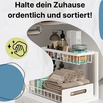 GarPet Küchenregal Spülschrank Organizer schmal Küche Metall Gewürzregal Badezimmer weiß