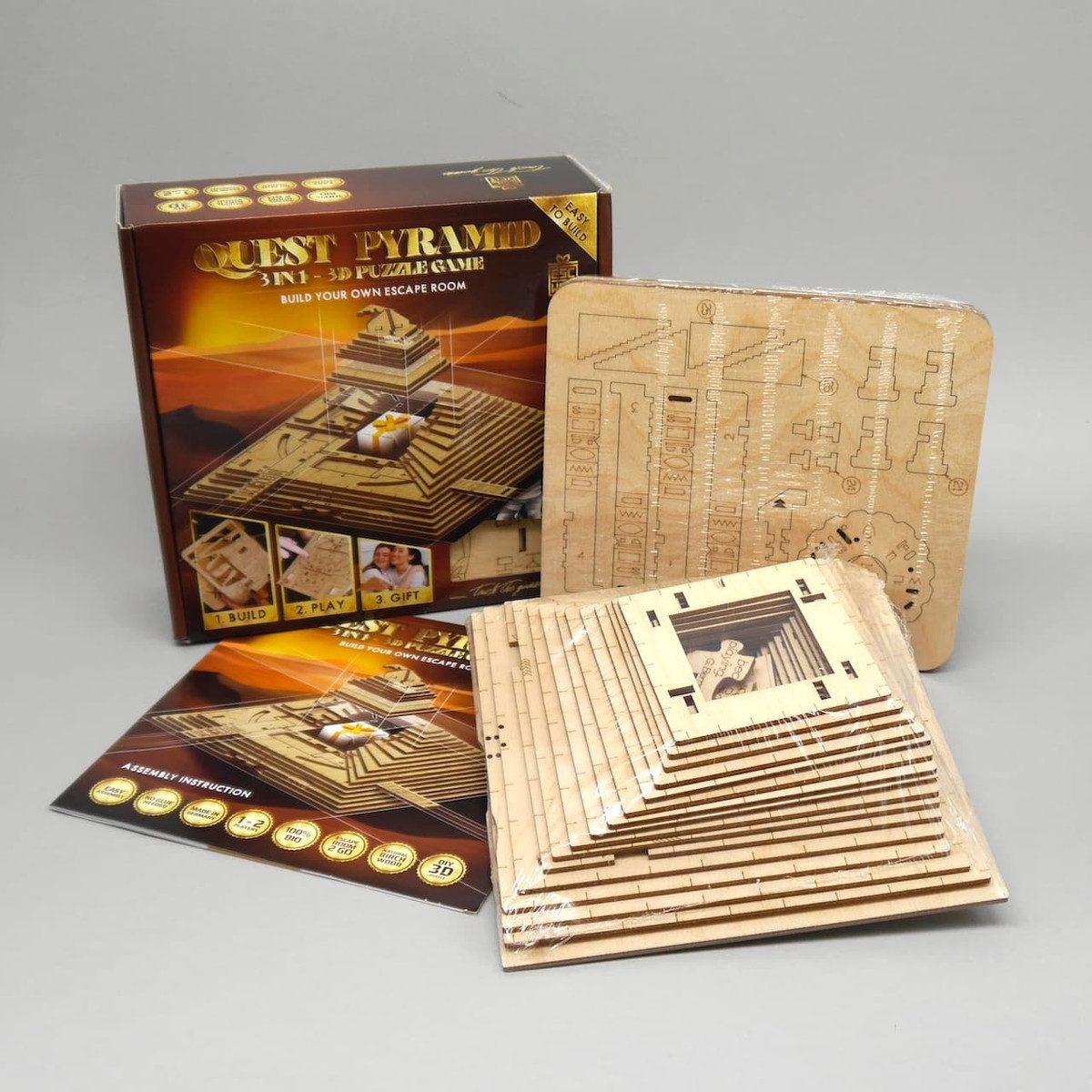 ESC, Escape Welt Spiel QUEST PYRAMIDE - tolles Puzzle mit einem Hauch von Ägypten, Knobelspiel, Holzspiel