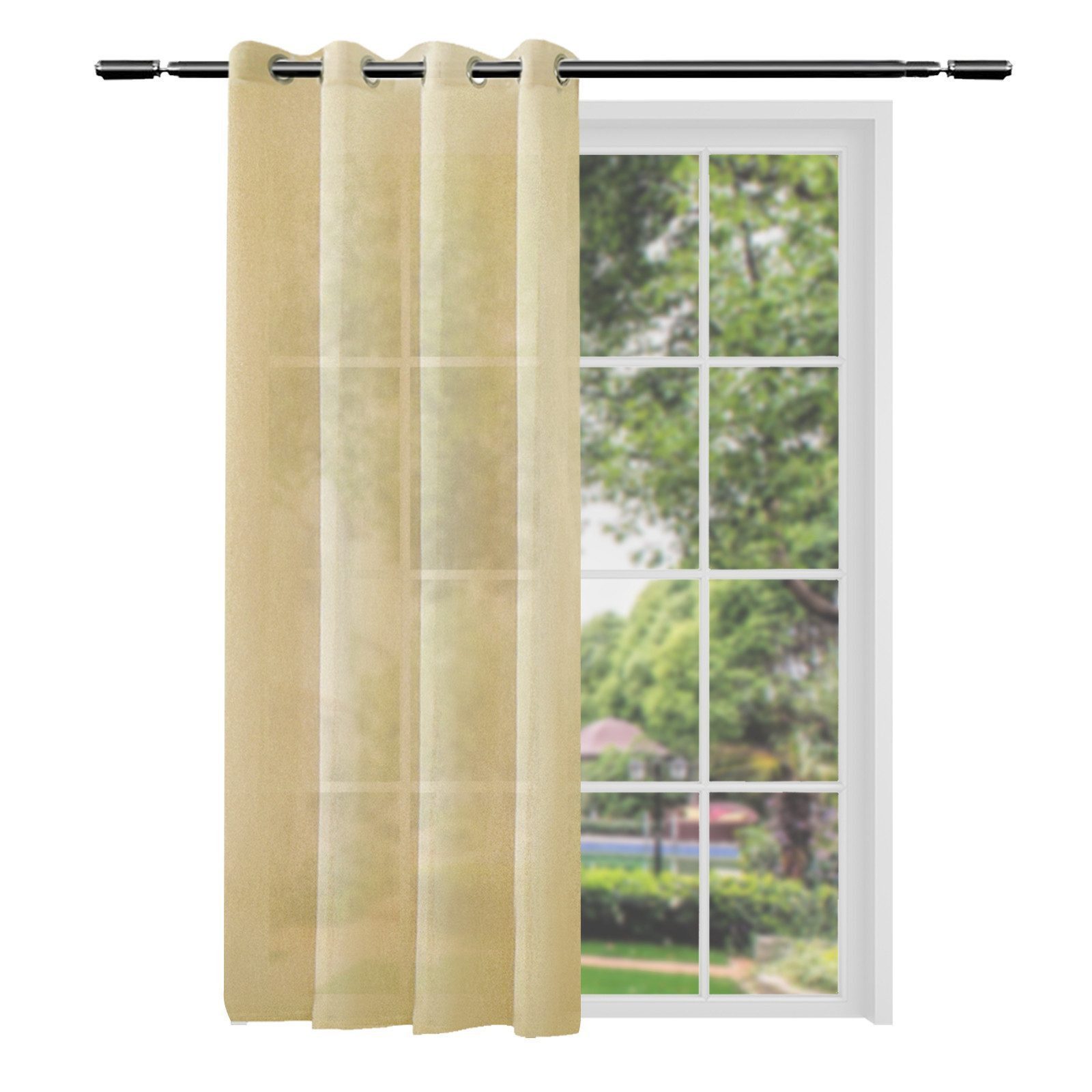 Woltu Gardine (2 St), Ösen, halbtransparent, mit Ösen Leinen Optik Ösenscha günstig online kaufen