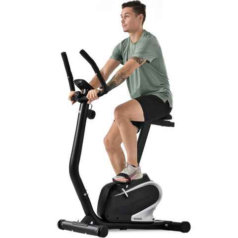 Merax Heimtrainer Fahrradtrainer mit 8 Widerstandstufen und verstellbarer Sitz, Fitnessbike mit Pulssensor und LCD Display