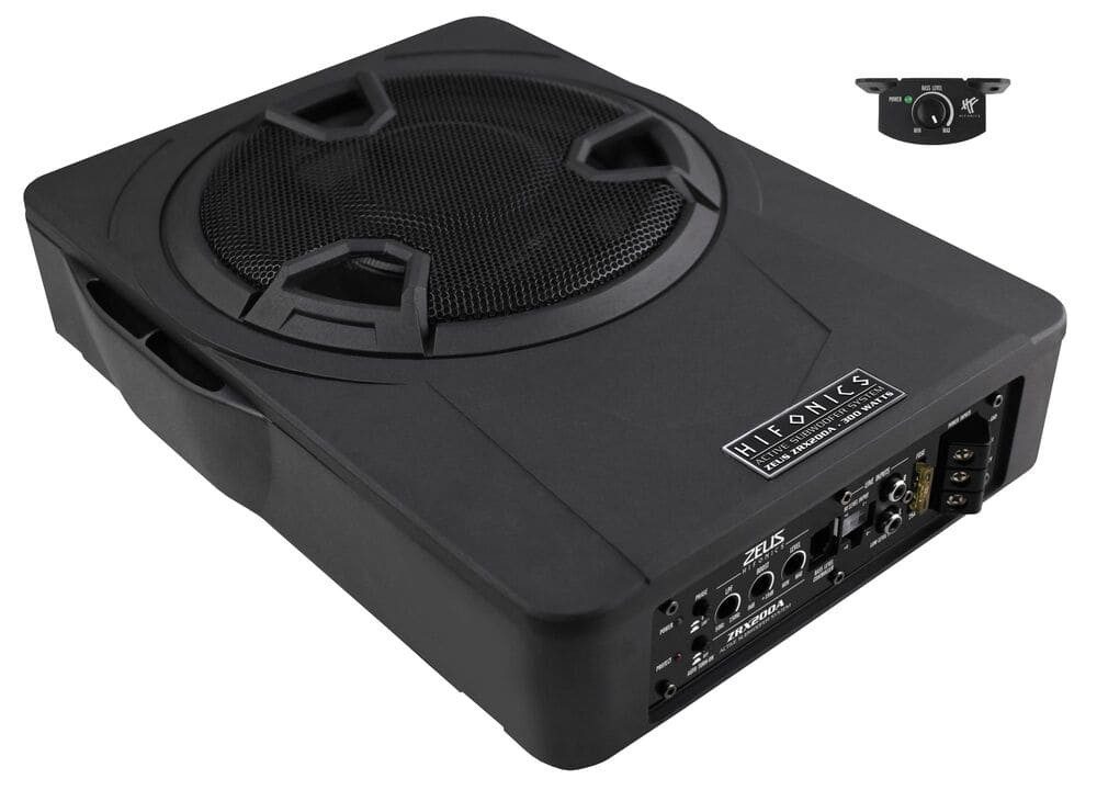 Hifonics ZRX200A 20 cm Aktiv-Single-Bassreflex Untersitz Auto-Subwoofer (150 W, max.: W 20 cm)