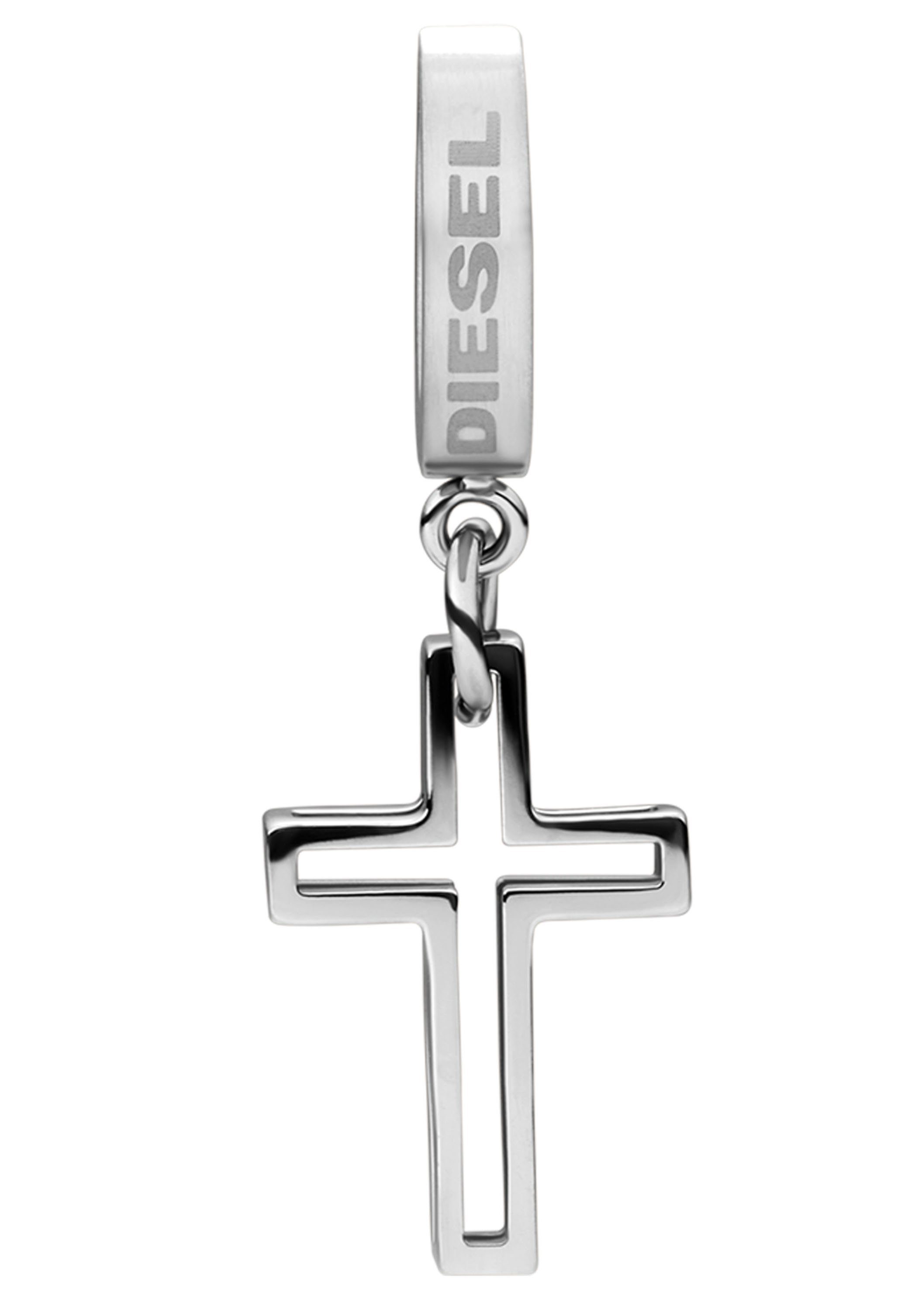 Diesel Single-Creole Schmuck Edelstahl Ohrschmuck Ohrringe Kreuz STEEL