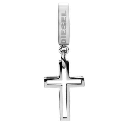 Diesel Single-Creole Schmuck Edelstahl Ohrschmuck Ohrringe Kreuz STEEL