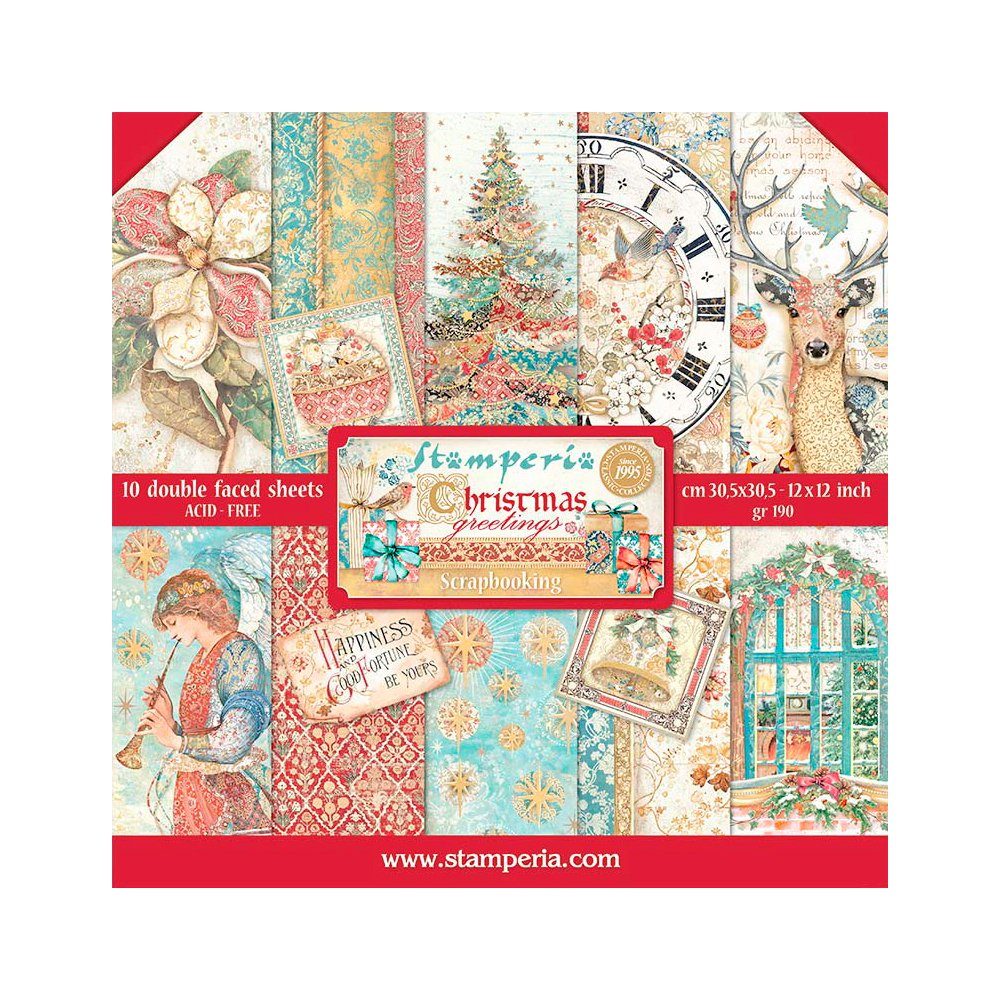 Stamperia Motivpapier Christmas Greetings, 10 Bogen | Papier