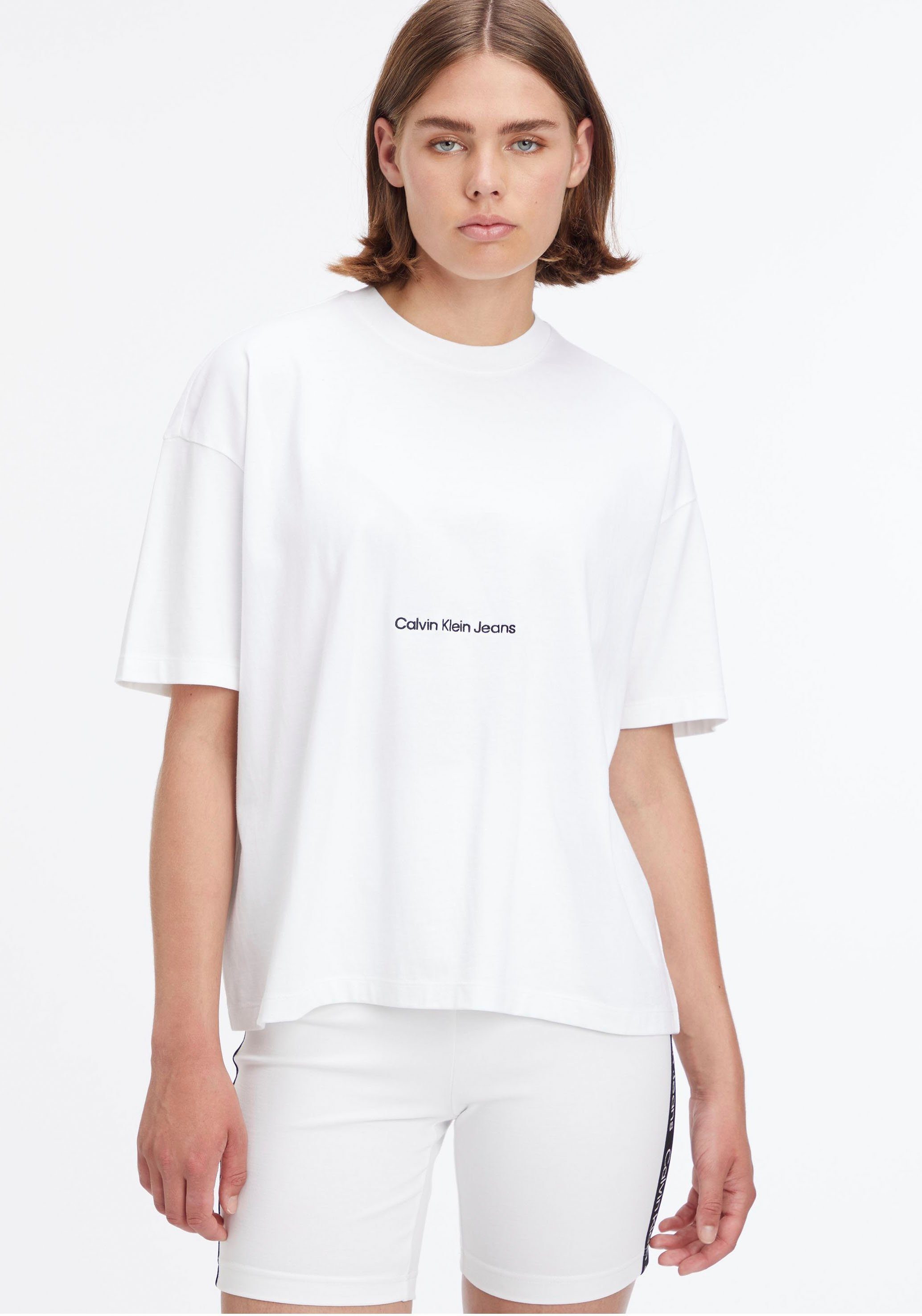 in Jeans Klein Calvin Oversized-Passform weiß T-Shirt