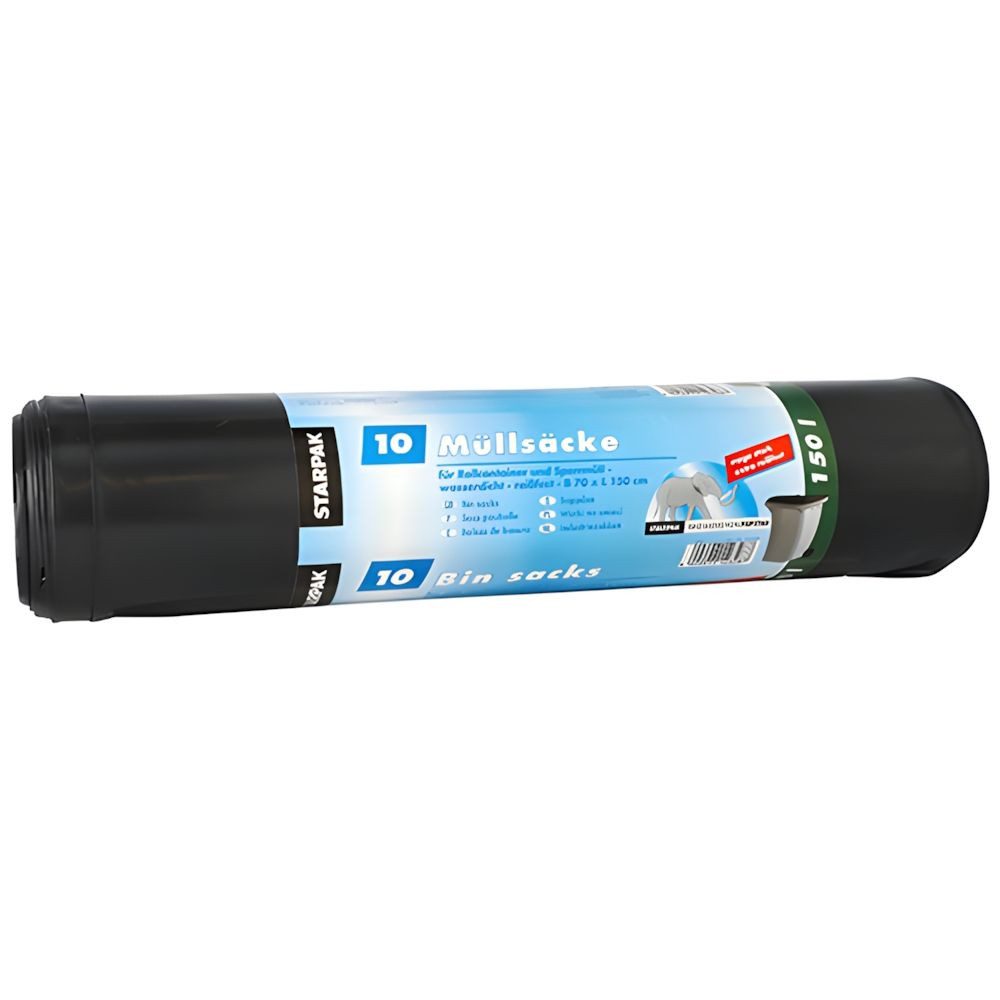 PAPSTAR Müllbeutel 10x Müllsäcke LDPE 150l 150 x 70cm schwarz extra stark reißfest 90my