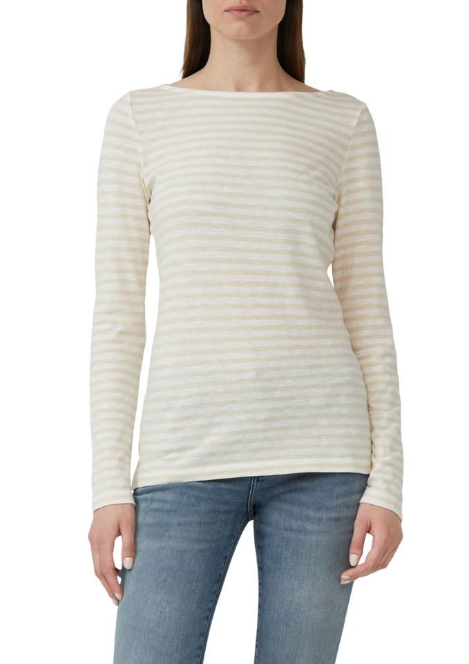 s.Oliver Langarmshirt - Gestreifter Longsleeve aus Flammgarn günstig online kaufen