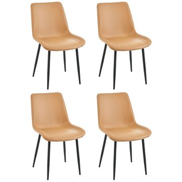 MODFU Essgruppe Esstisch Uud Esszimmerstühle, (1 Tisch 140*80*75cm und 4 Stühle Kunstleder, 5-tlg), Esstisch mit 4 Stühlen Set Küchetisch Esszimmerstuhl, Metallbeine