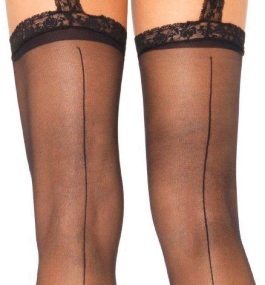 Leg Avenue Strapsstrümpfe Strumpfgürtel Strümpfe mit Naht hinten in schwarz Größe ca. 36 - 40