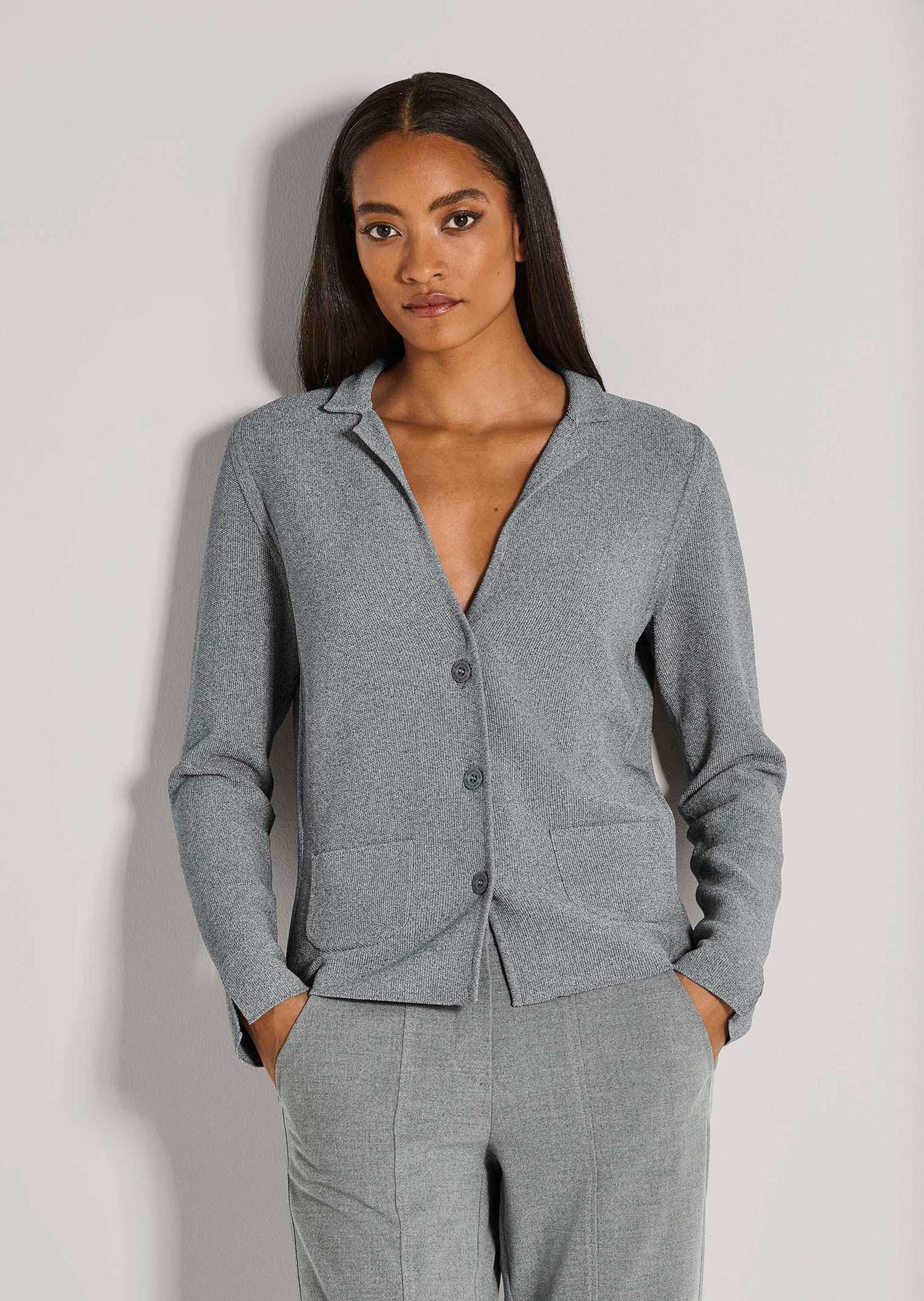 MADELEINE Strickjacke Sportiver Blazer mit Stehkragen Viskoseblazer mit auf günstig online kaufen