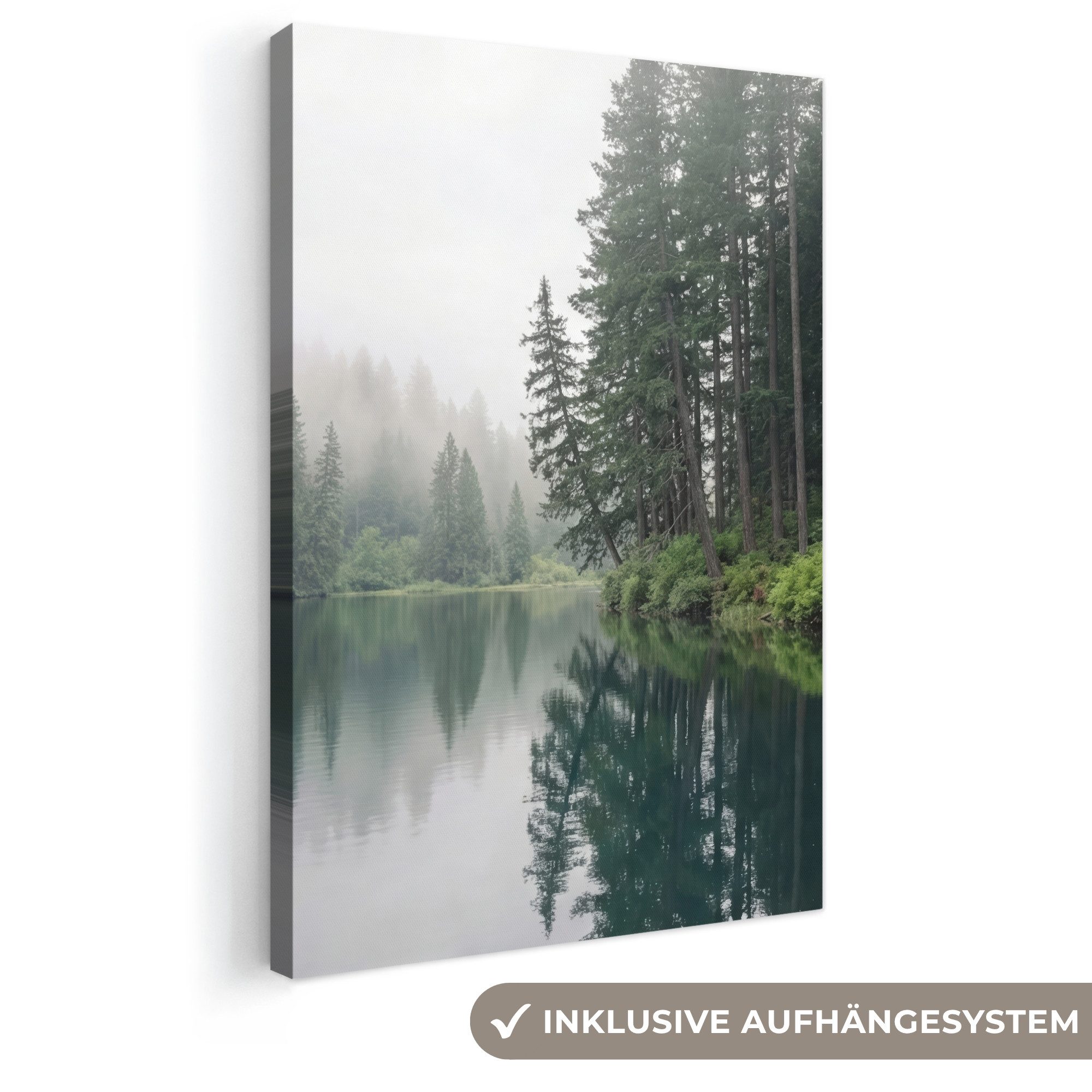 OneMillionCanvasses® Leinwandbild Berge - See - Wald, Fotodruck (1 St), Leinwand Canvas Wandbild, Wanddekoration 20x30 cm