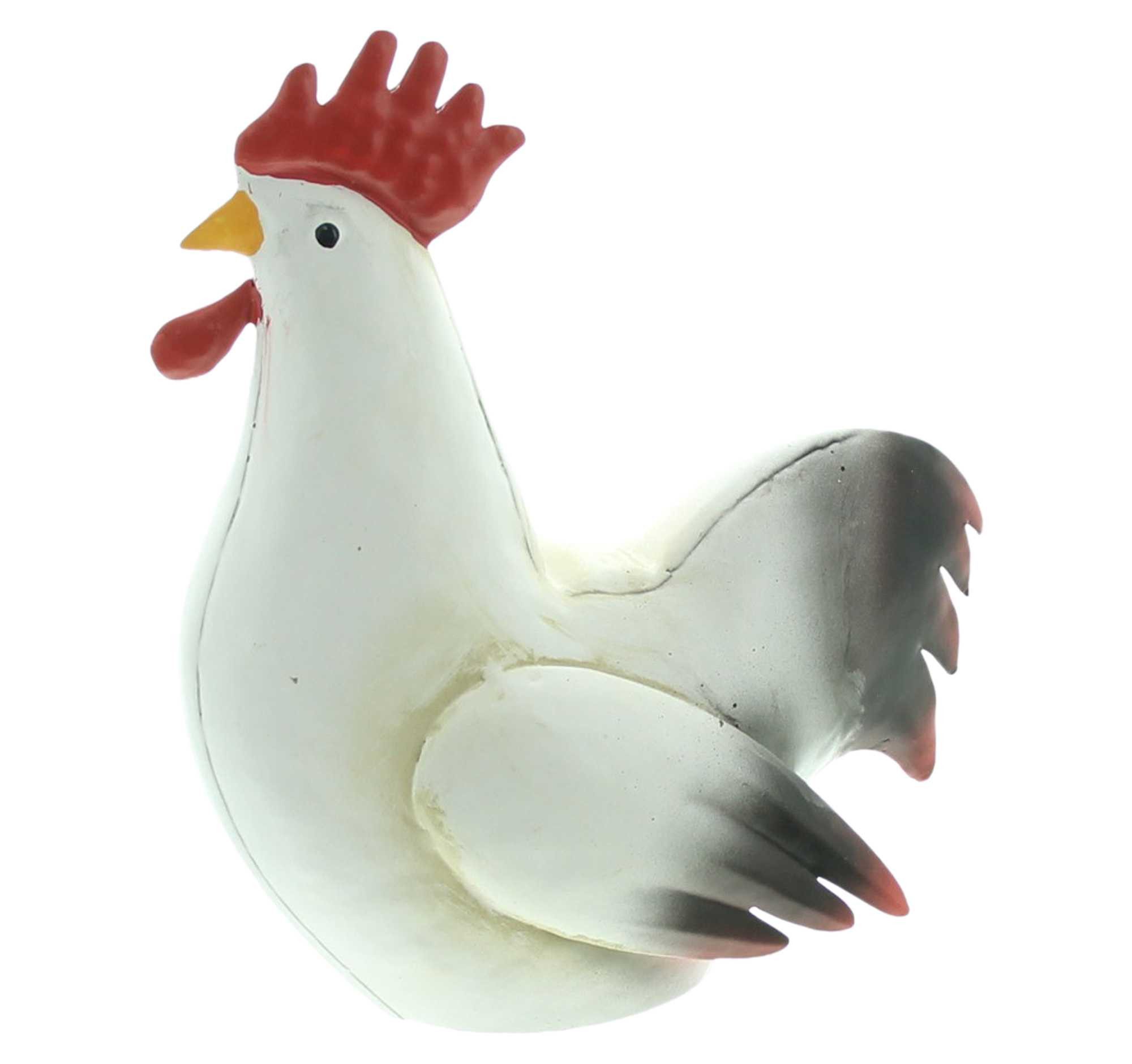 Dekofigur Hahn "Gallo" aus Metall weiß 19 cm hoch, Osterdeko Dekohuhn Tischdeko