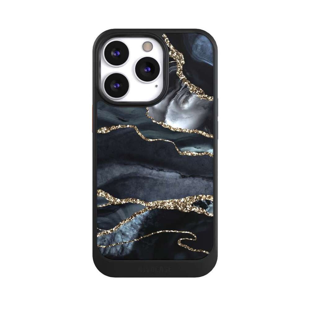 NIVOCASE Handyhülle Glitzer Look Marmor Trends Dark marble gold Glitter look, Apple iPhone 13 Pro Hülle Handyhülle NIVOcore Schwarz