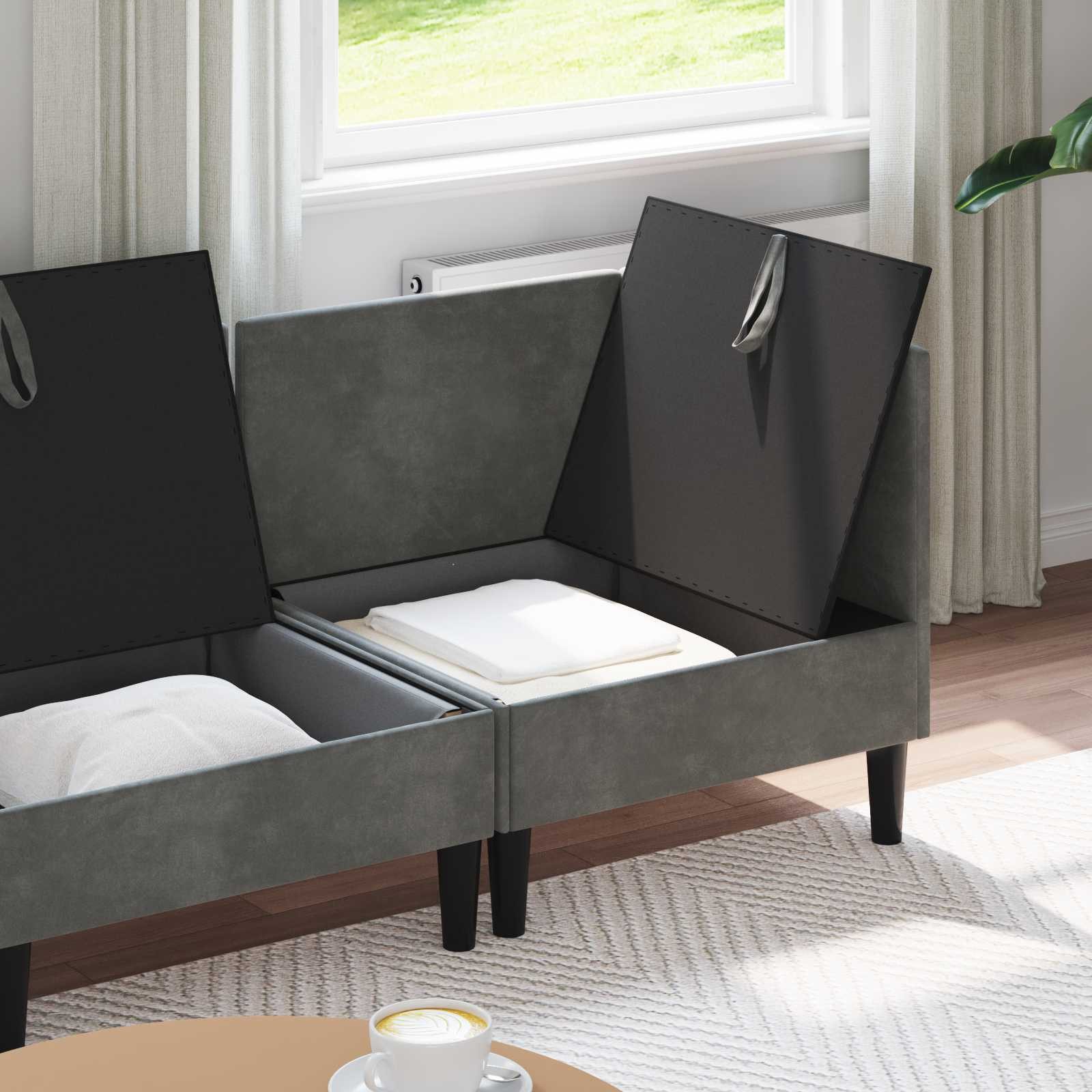 vidaXL Wohnzimmer-Set Wohnzimmergarnitur mit Kissen 4 pcs Dunkelgrau Samt, (4-St)