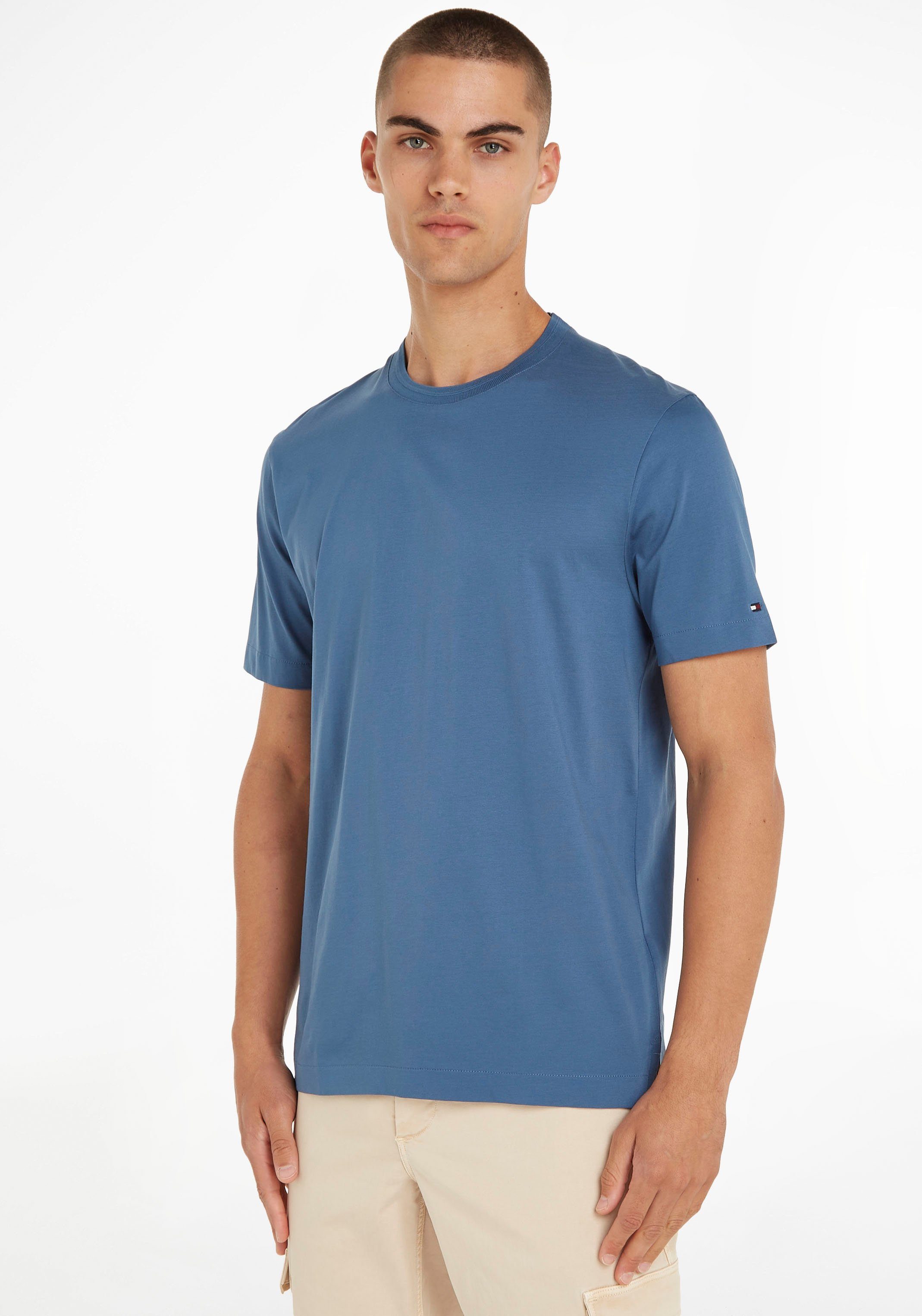 Basic-Look ESSENTIAL Hilfiger DC Tommy T-Shirt klassischen TAILORED im TEE MERCERIZED BlueCoast