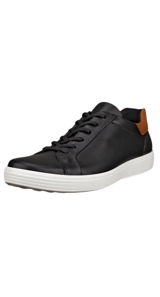 Ecco Soft 7 Easy Slip Lace (Premium-Leder) schwarz/weiss Herren Sneaker
