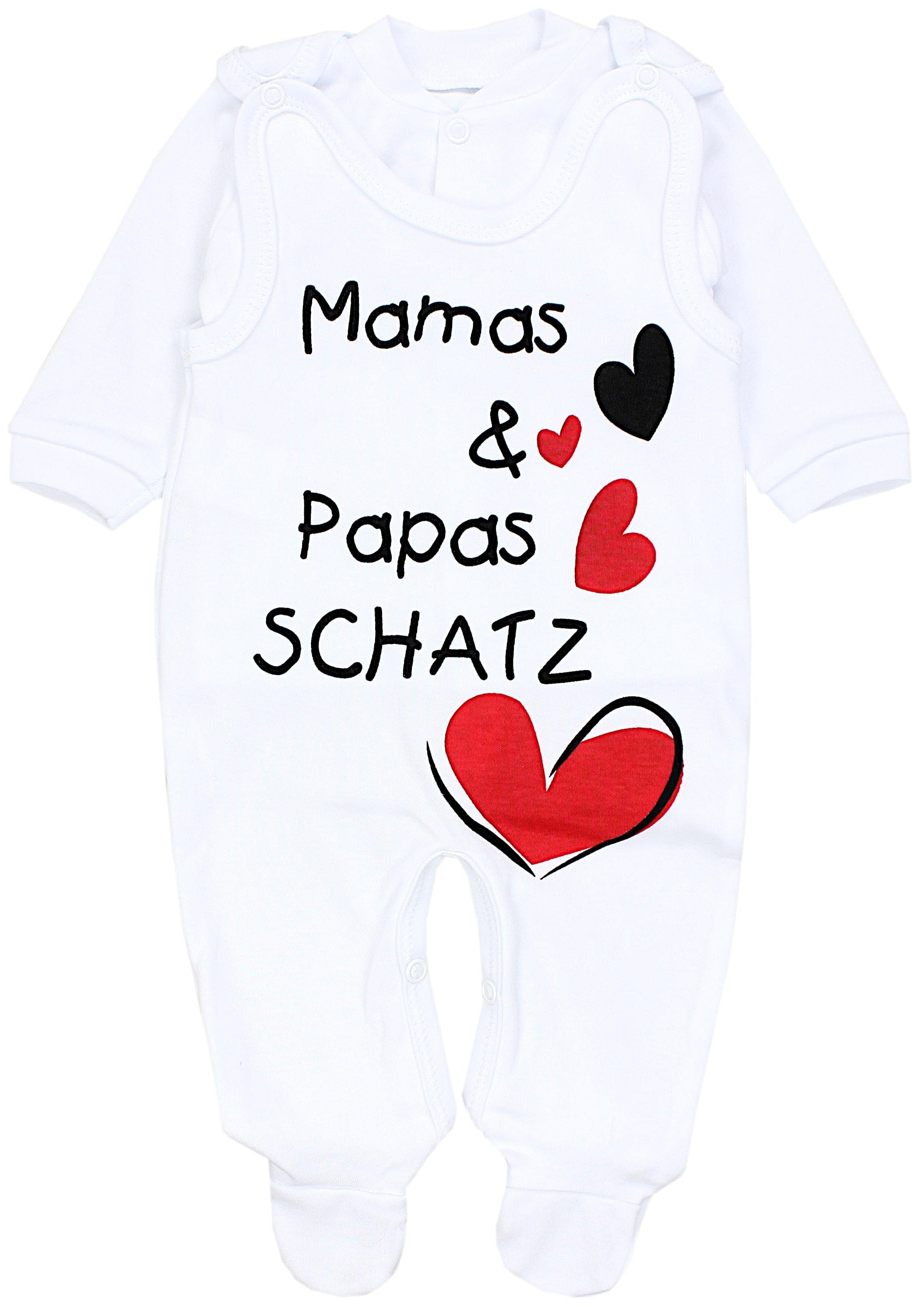 TupTam Erstausstattungspaket TupTam Unisex Papas Set - Papas Spruch Weiß Mamas Baby Mamas Strampler Schatz & Schatz